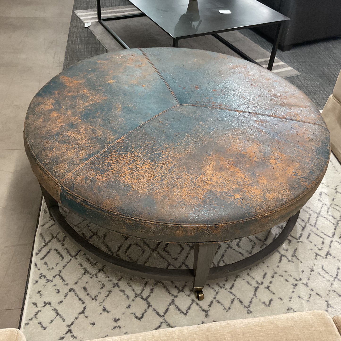 Round Leather Table Ottoman