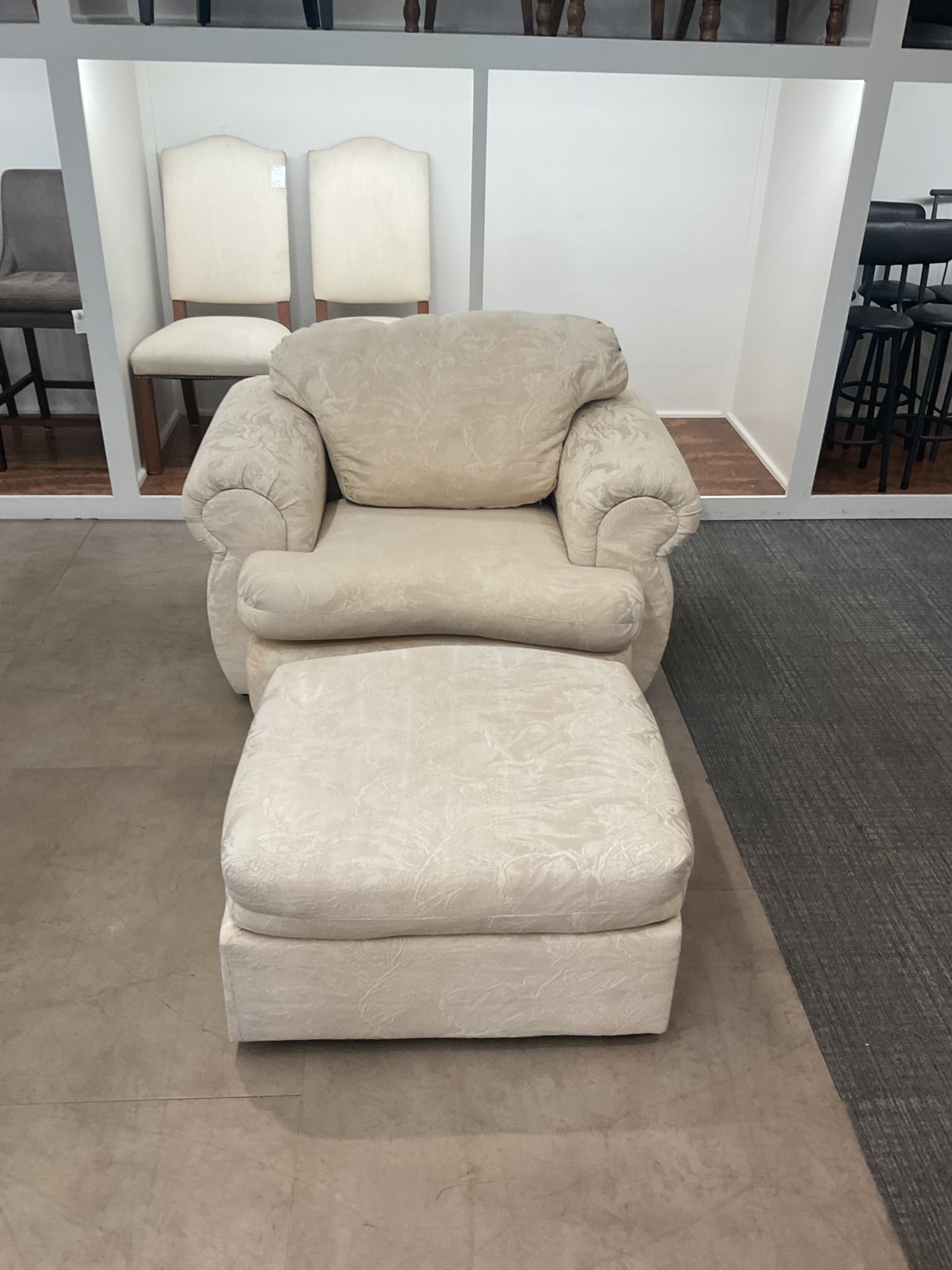 Cream Armchair Ottoman Set