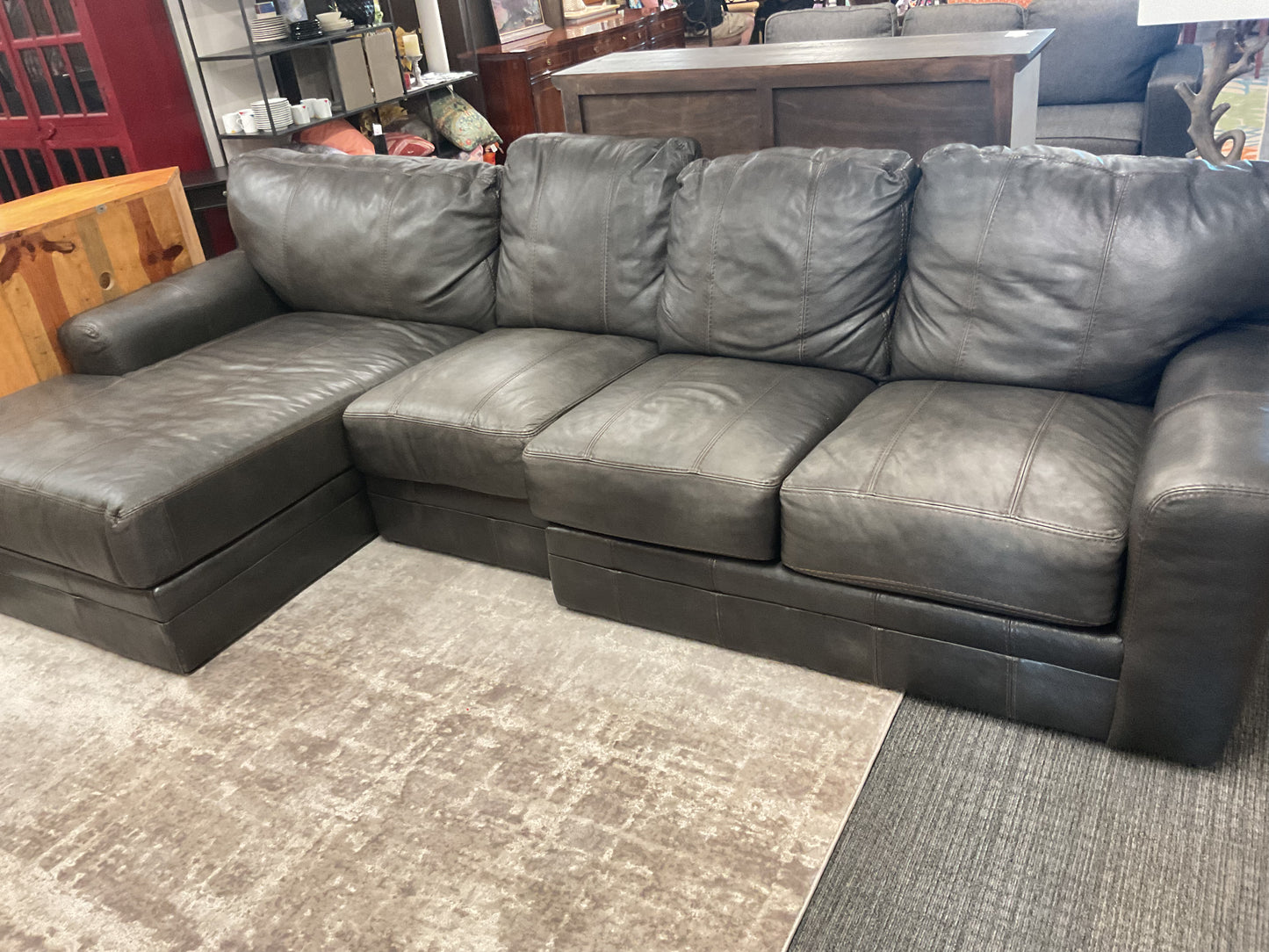 Dark Gray Sectional Sofa W/Chaise