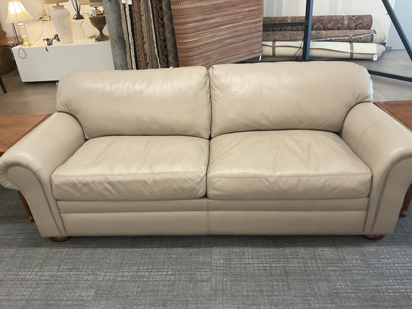 Comfy Beige Leather Sofa