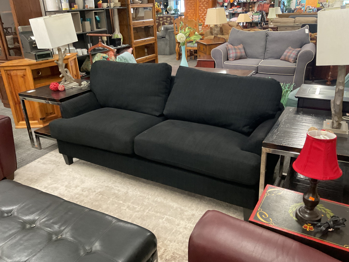 Black Textured Fabric Sofa