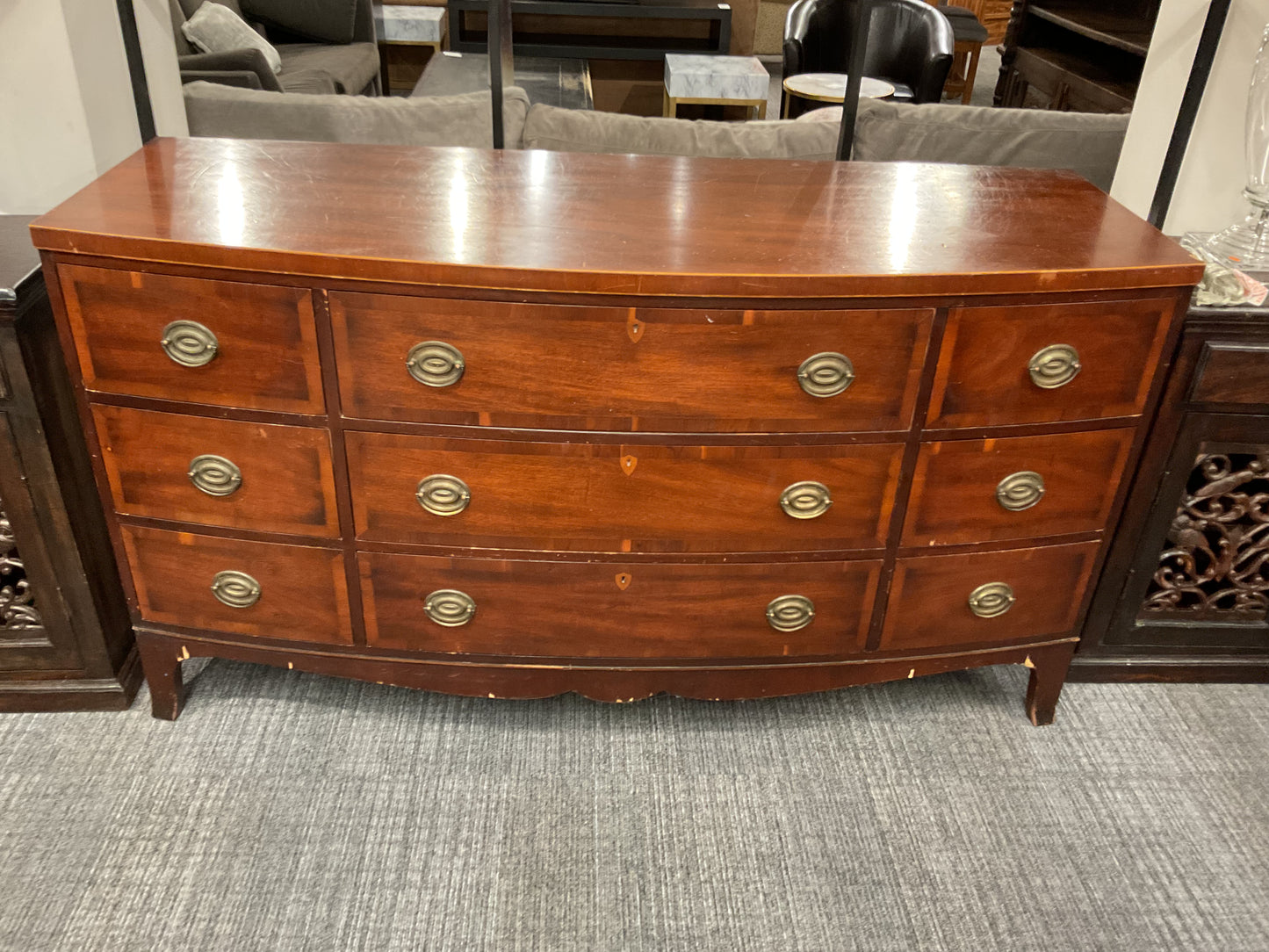 Vintage Mahogany Bow-Front Dresser