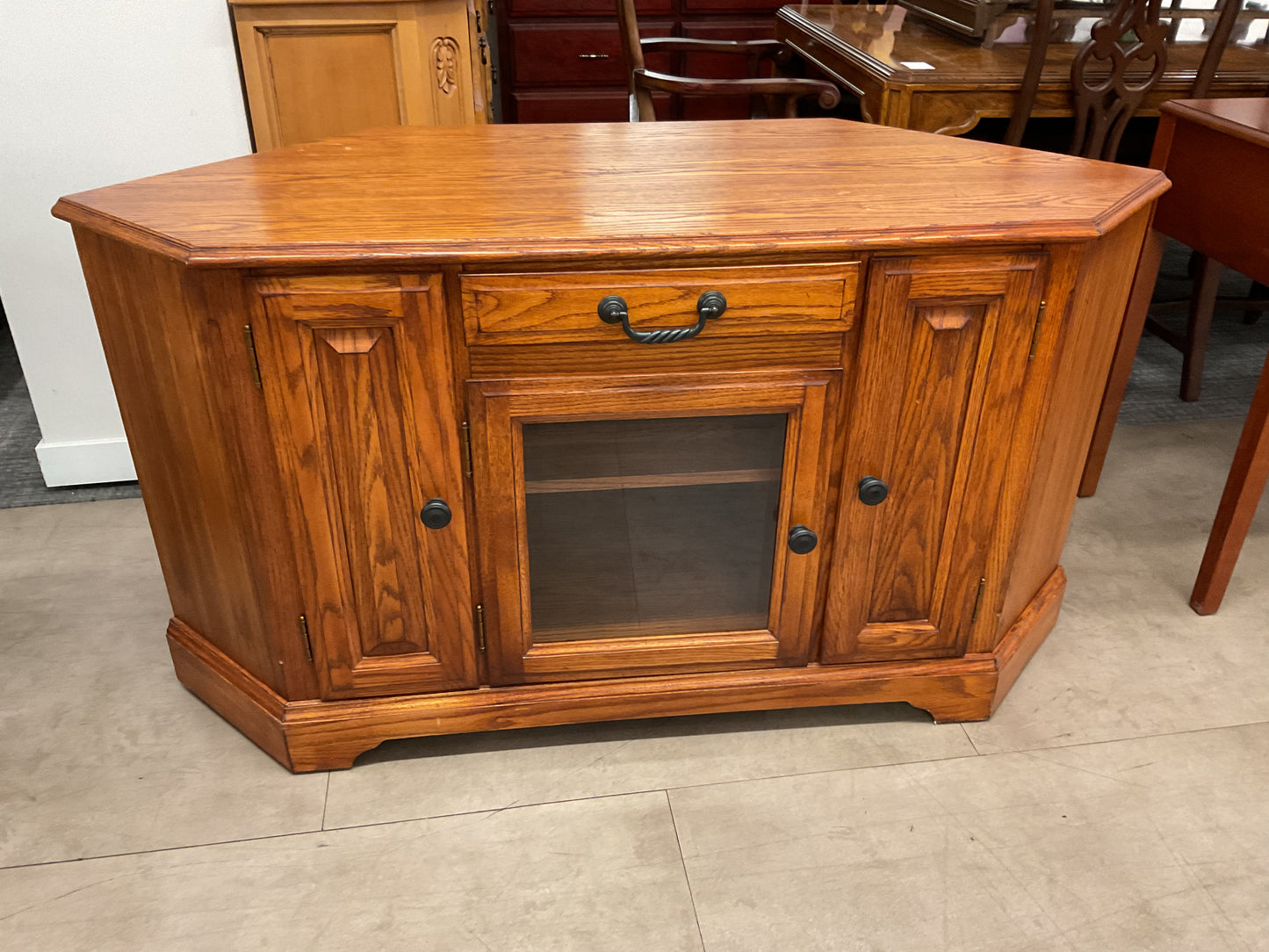 Oak Corner TV Stand Media Console