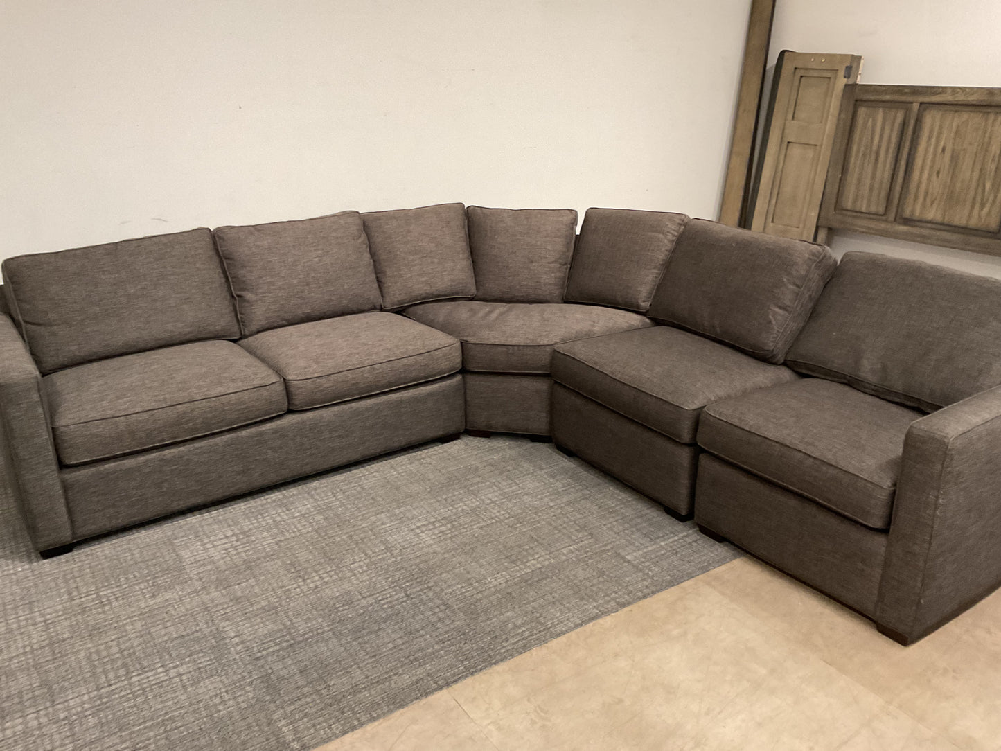 Grey Fabric Curved Sectional Sofa