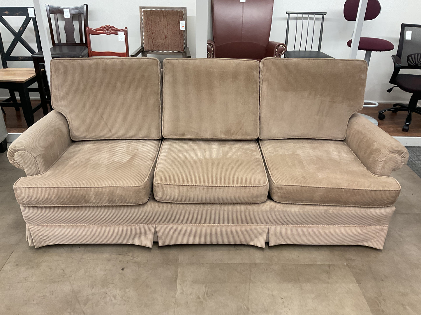 Tan Corduroy Sofa