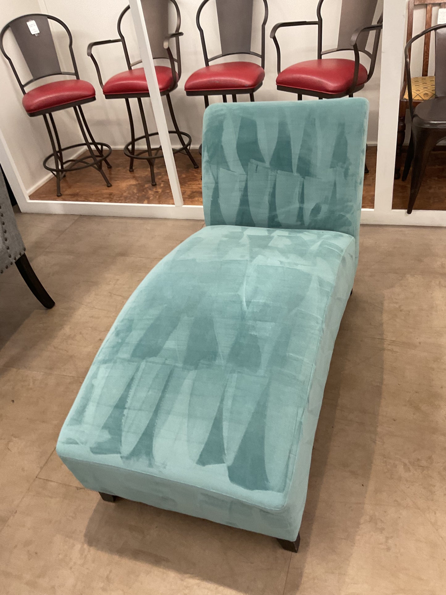 Teal Velvet Chaise Lounge
