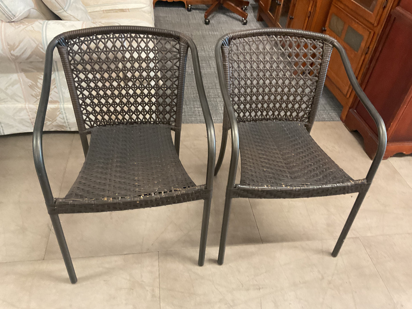 Brown Wicker Patio Chair Set