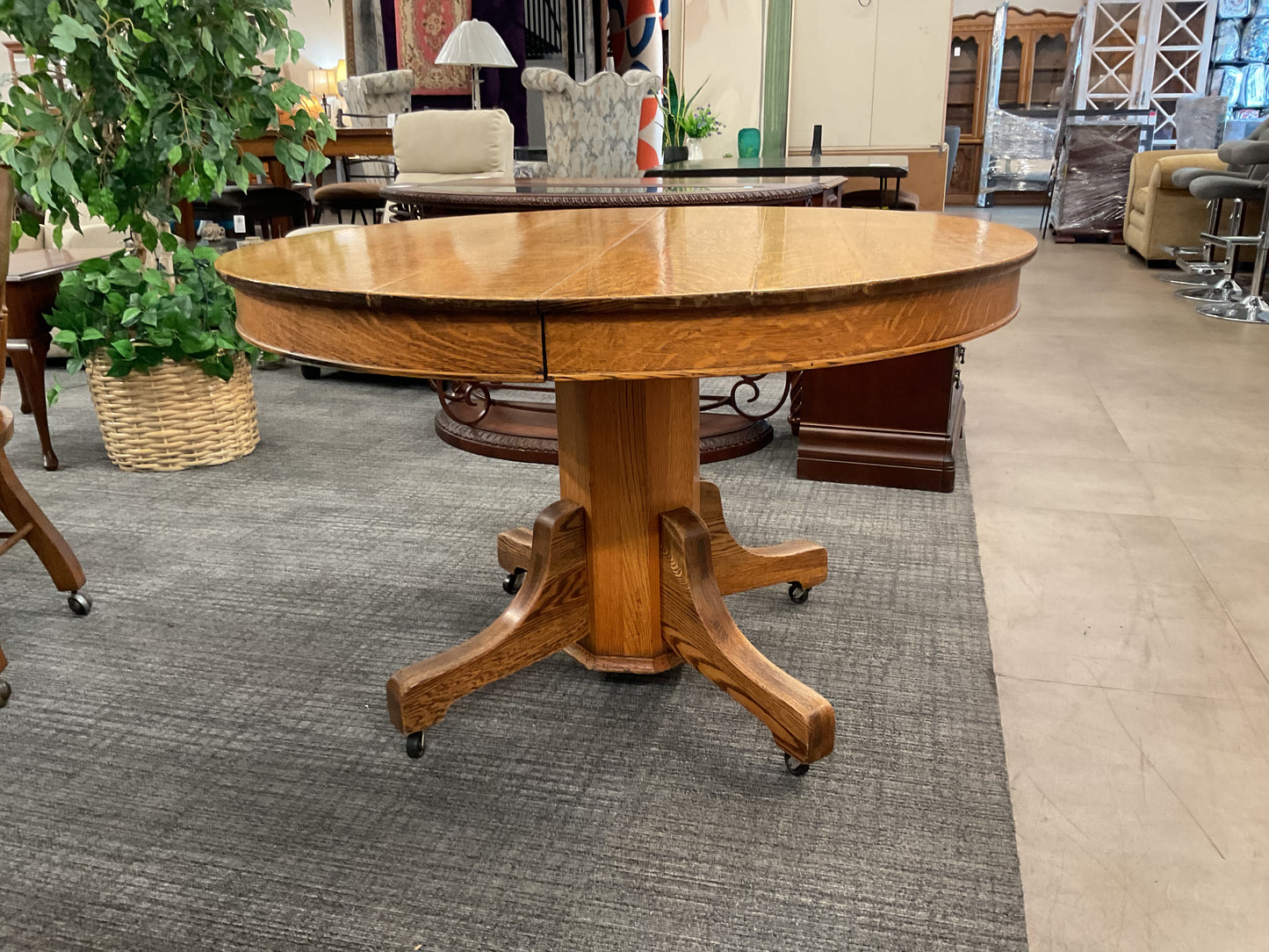 Rolling Oak Dining Table