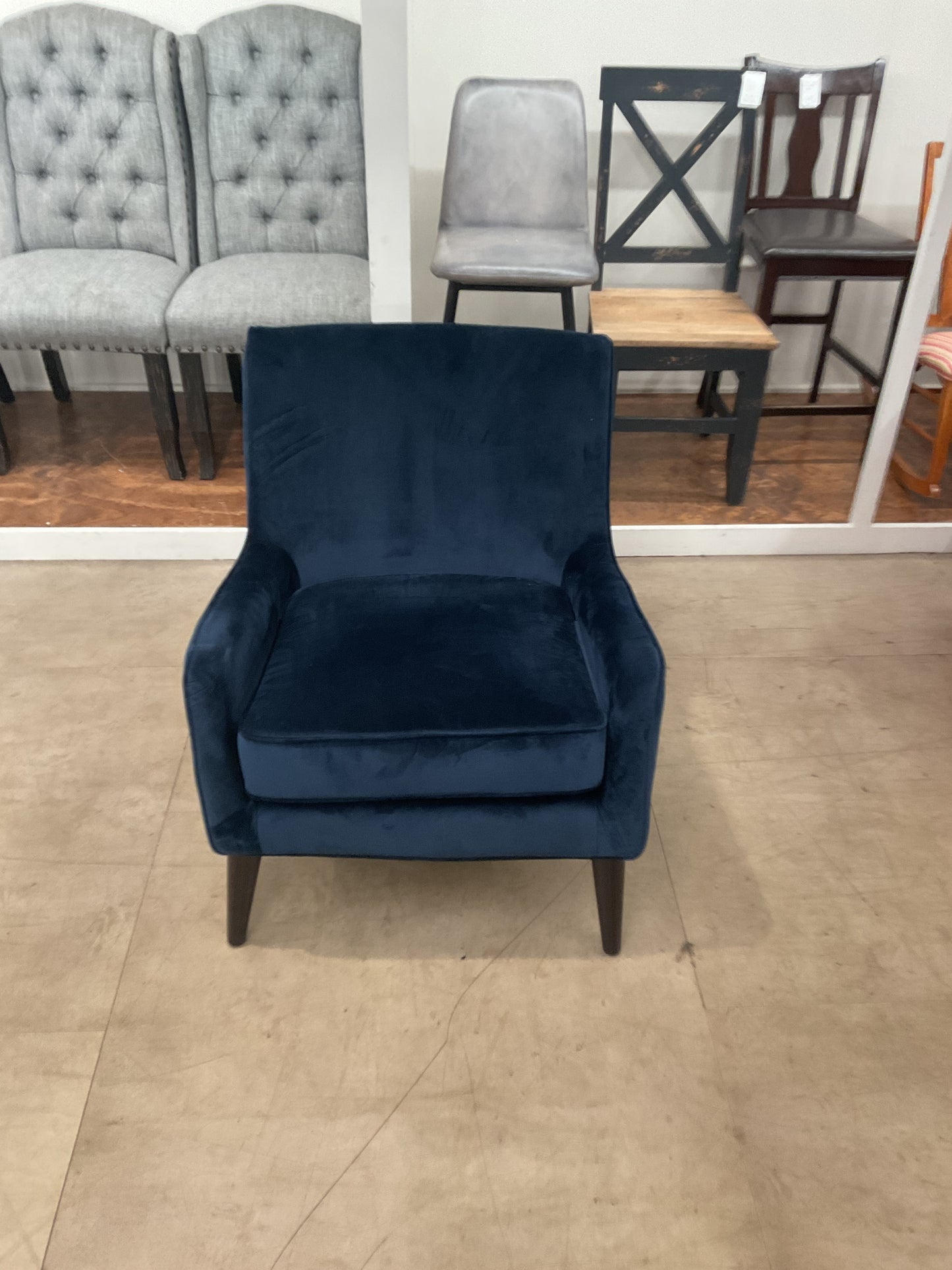 Deep Blue Velvet Accent Chair