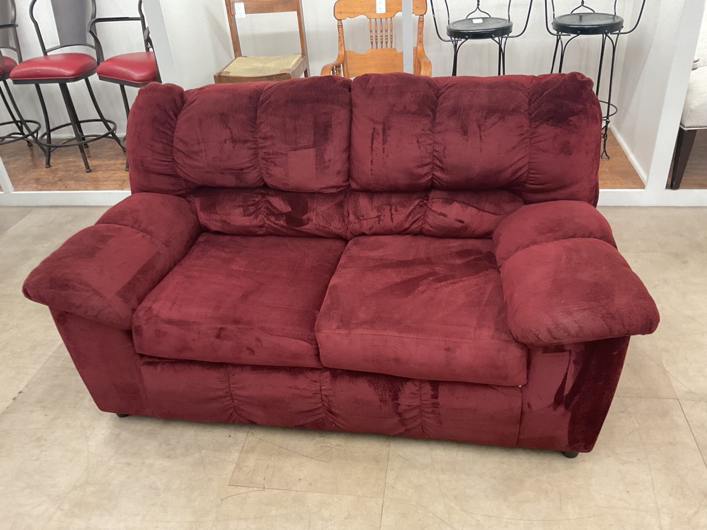 Plump Burgundy Loveseat