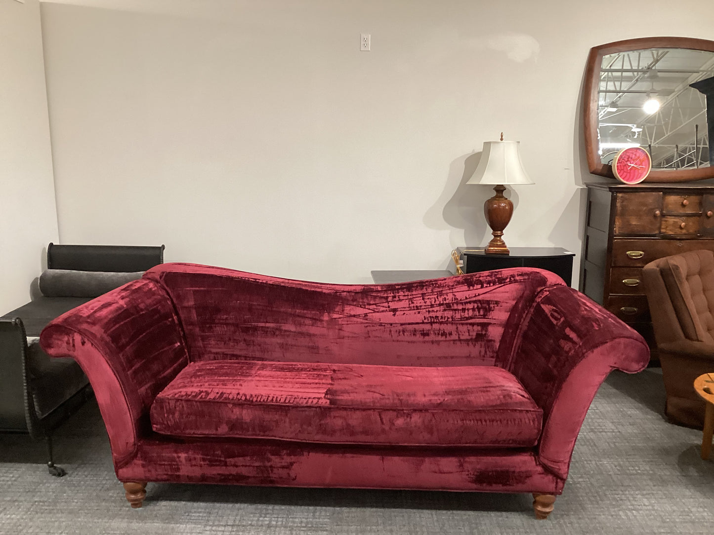 Ruby Red Velvet Sofa