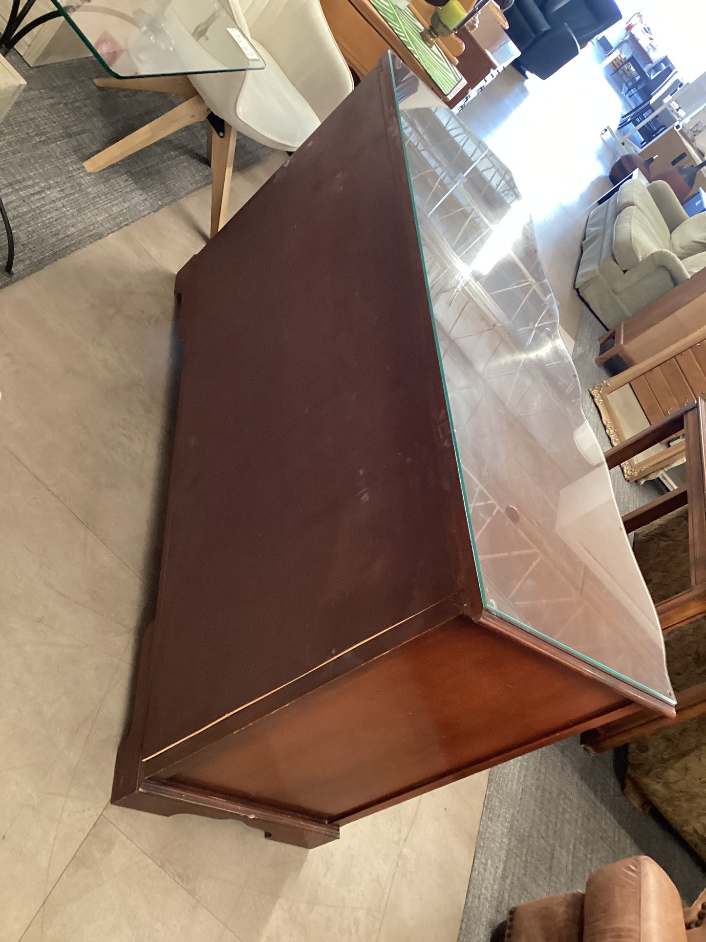 Mahogany brass serpentine 12 drawer dresser