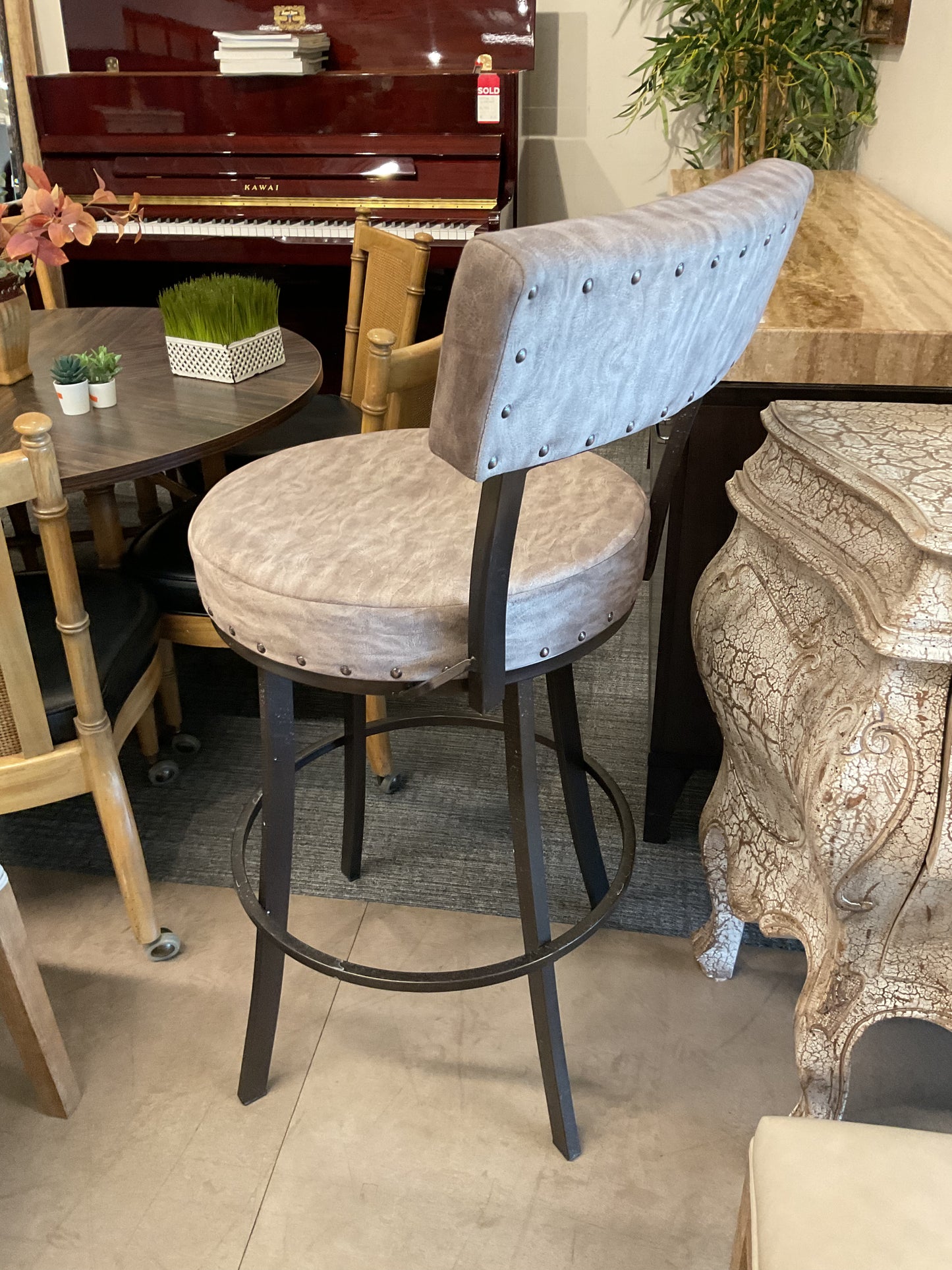 Wavy Suede Barstool
