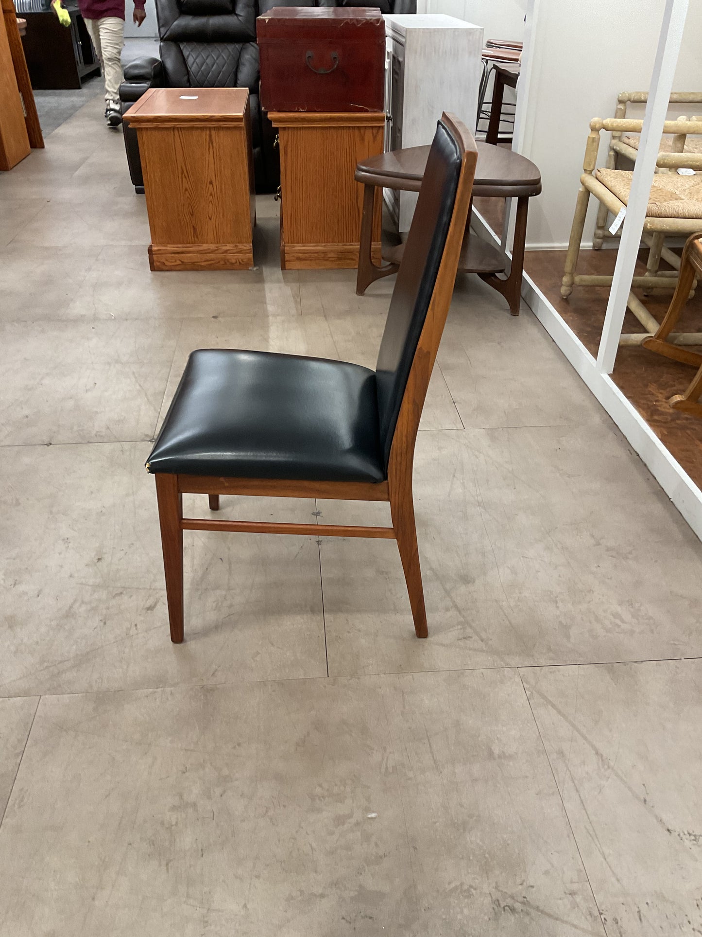 Walnut & Black Leather Chair