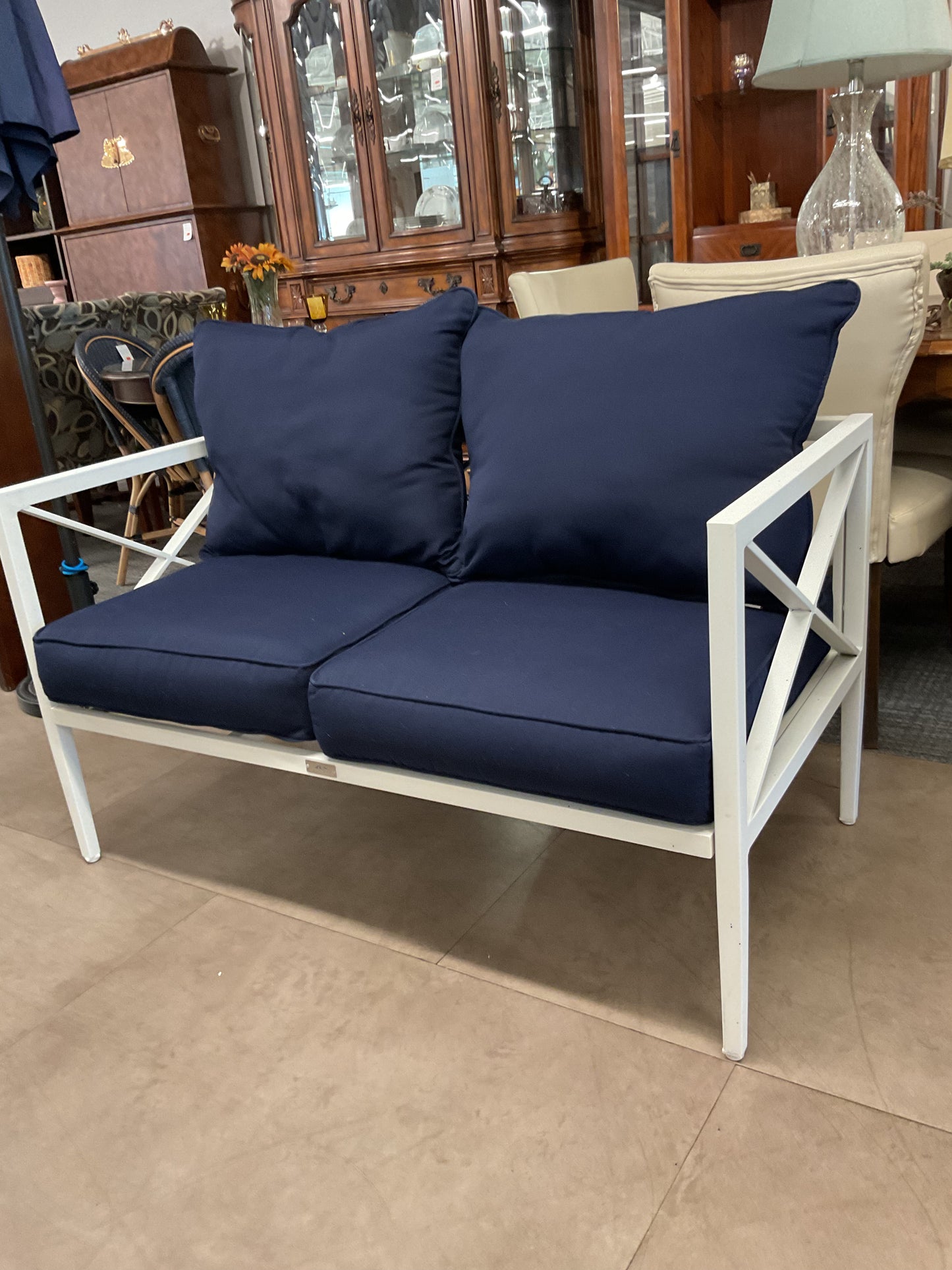 Navy Patio Bench