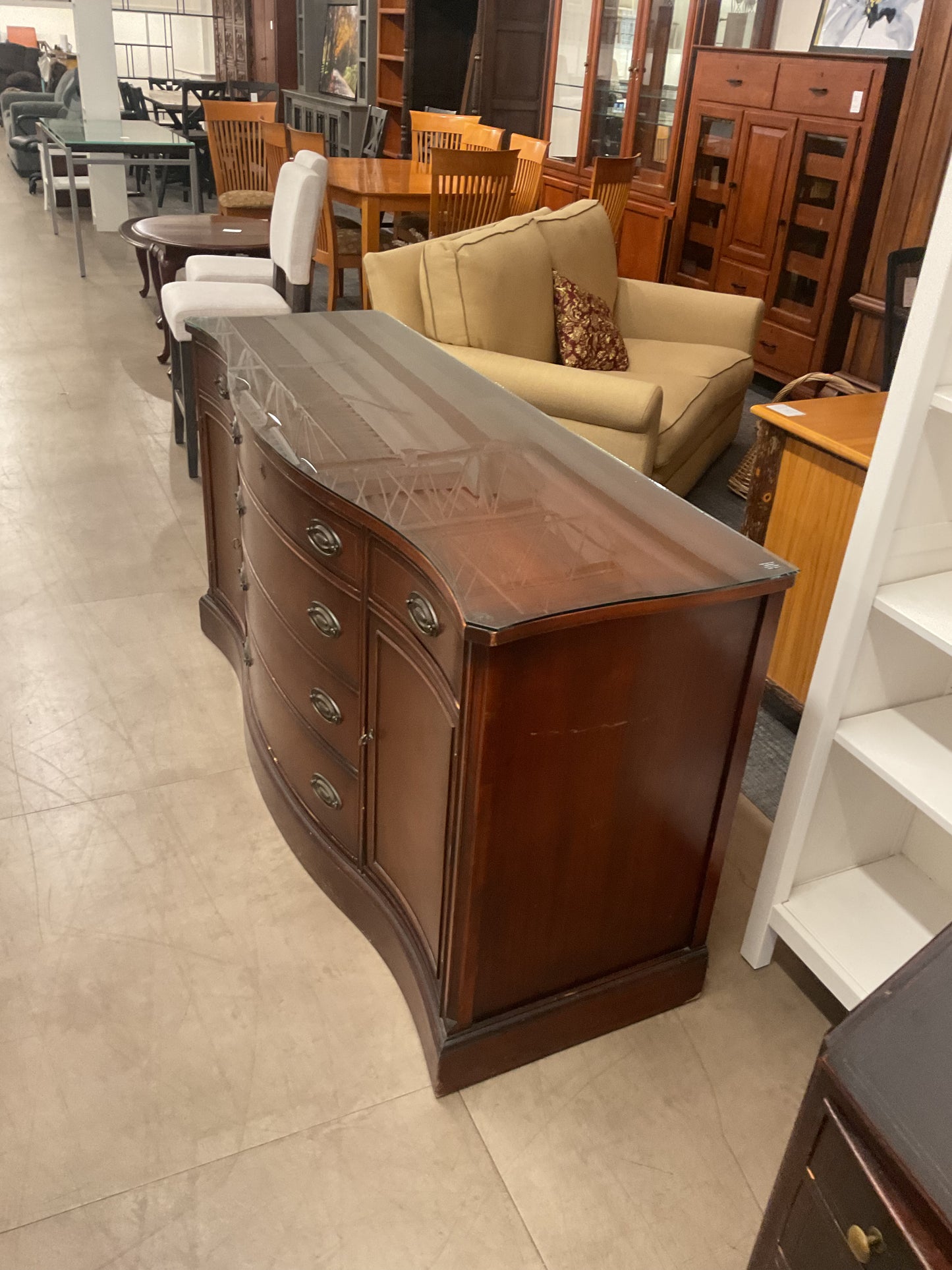 Vintage Serpentine Mahogany Buffet