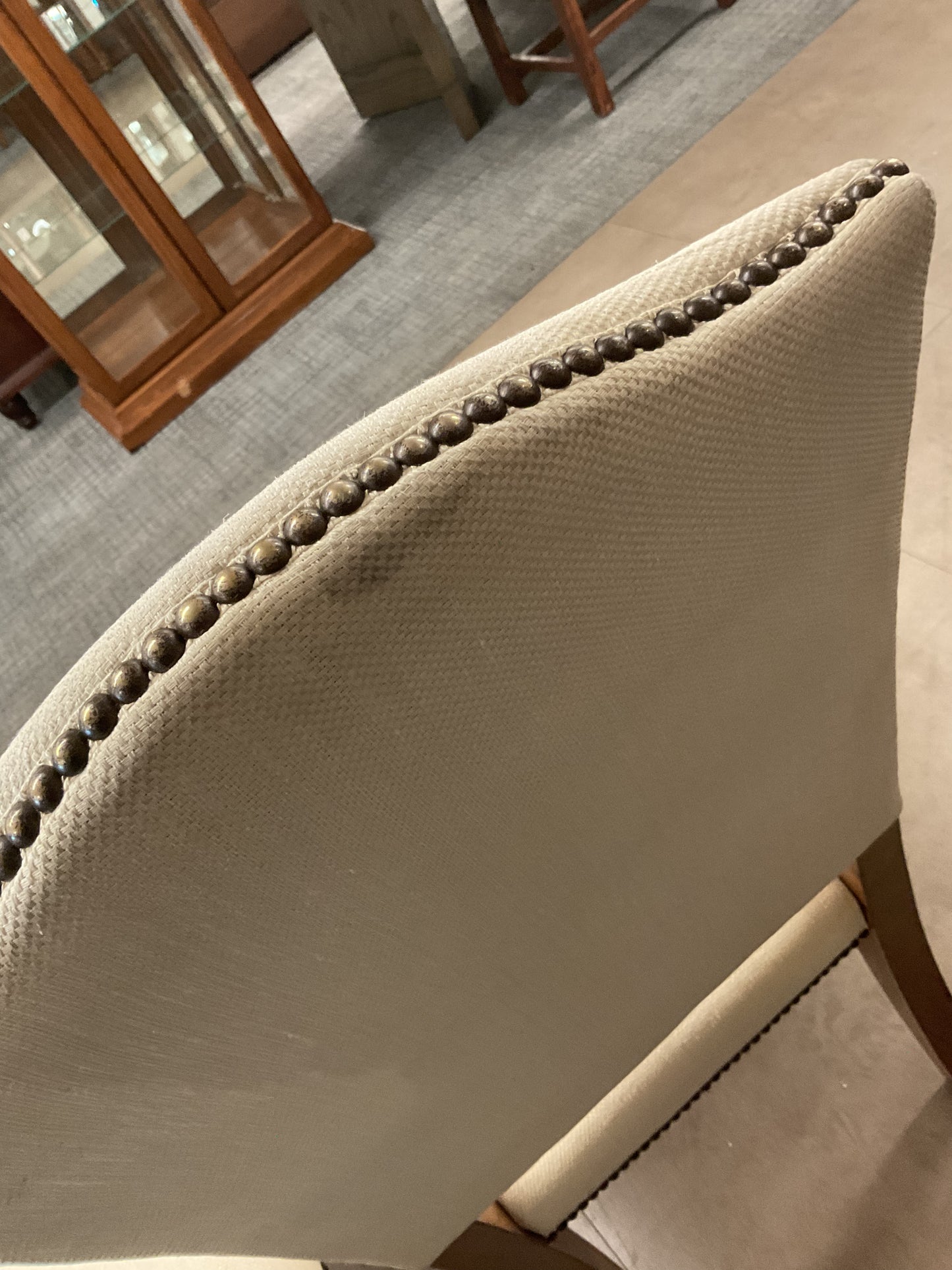 Beige Stud Chair Pair