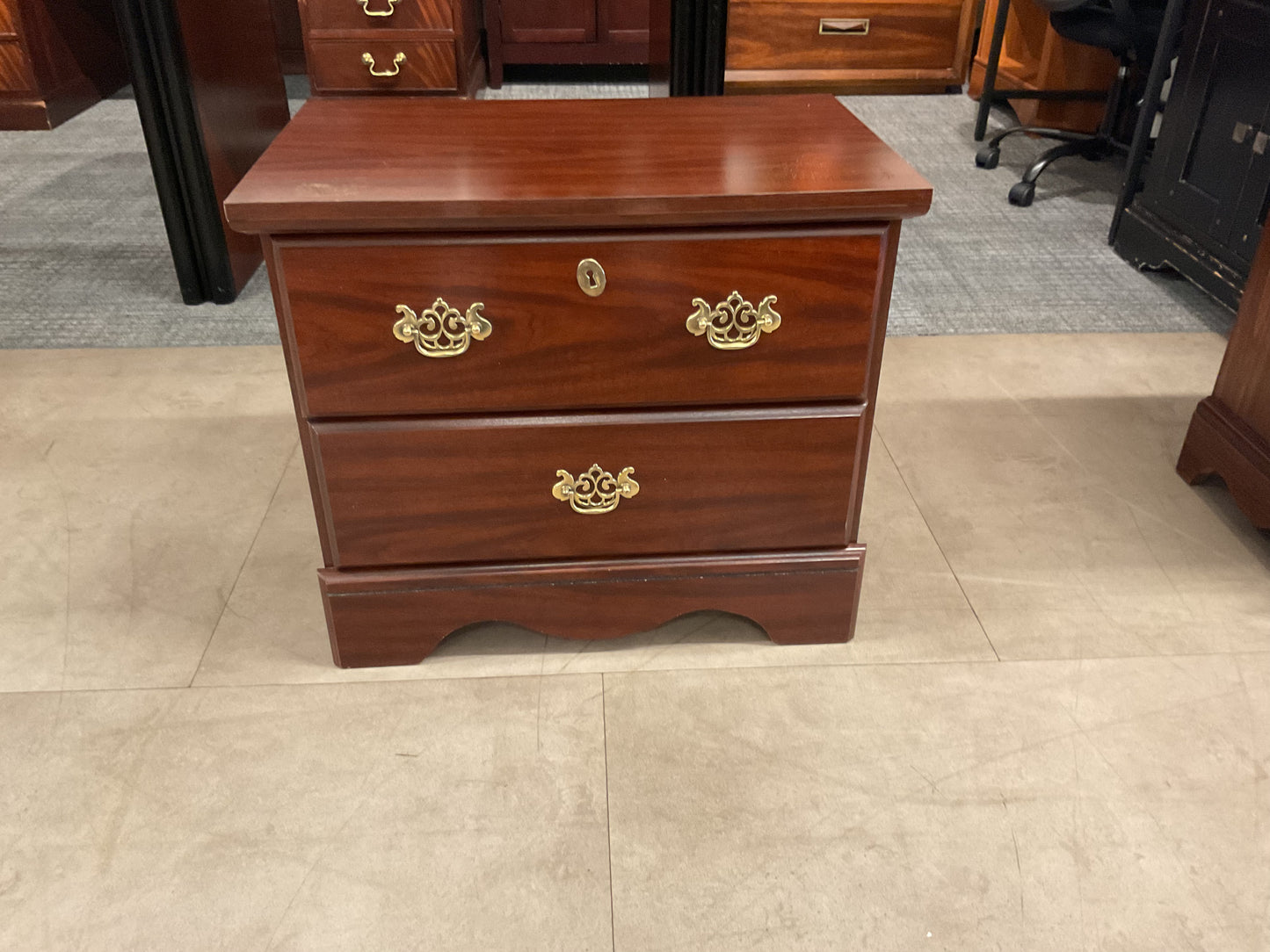 Wood 2 Drawer Nightstand