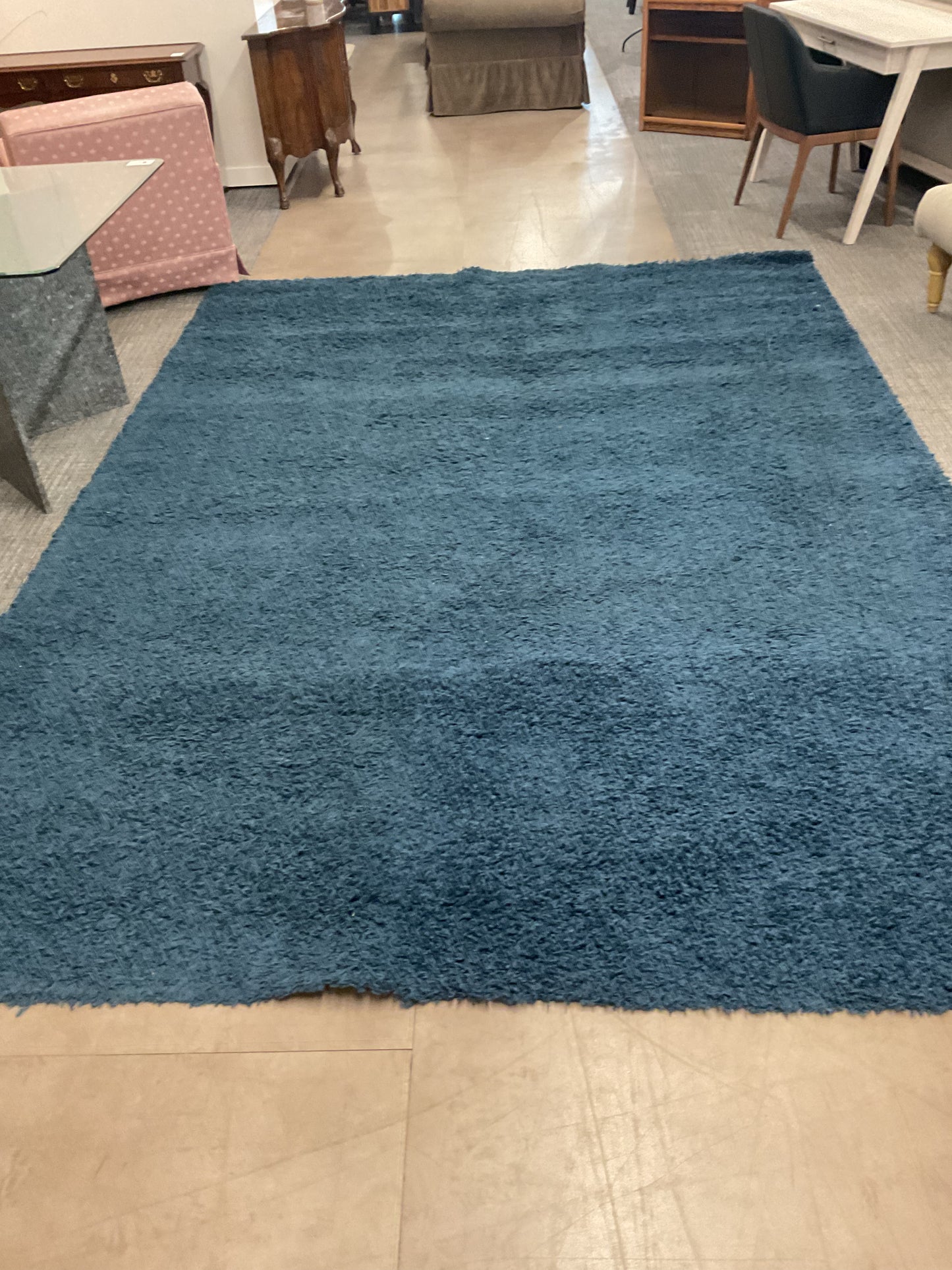 Deep Blue Shag Rug (F59)