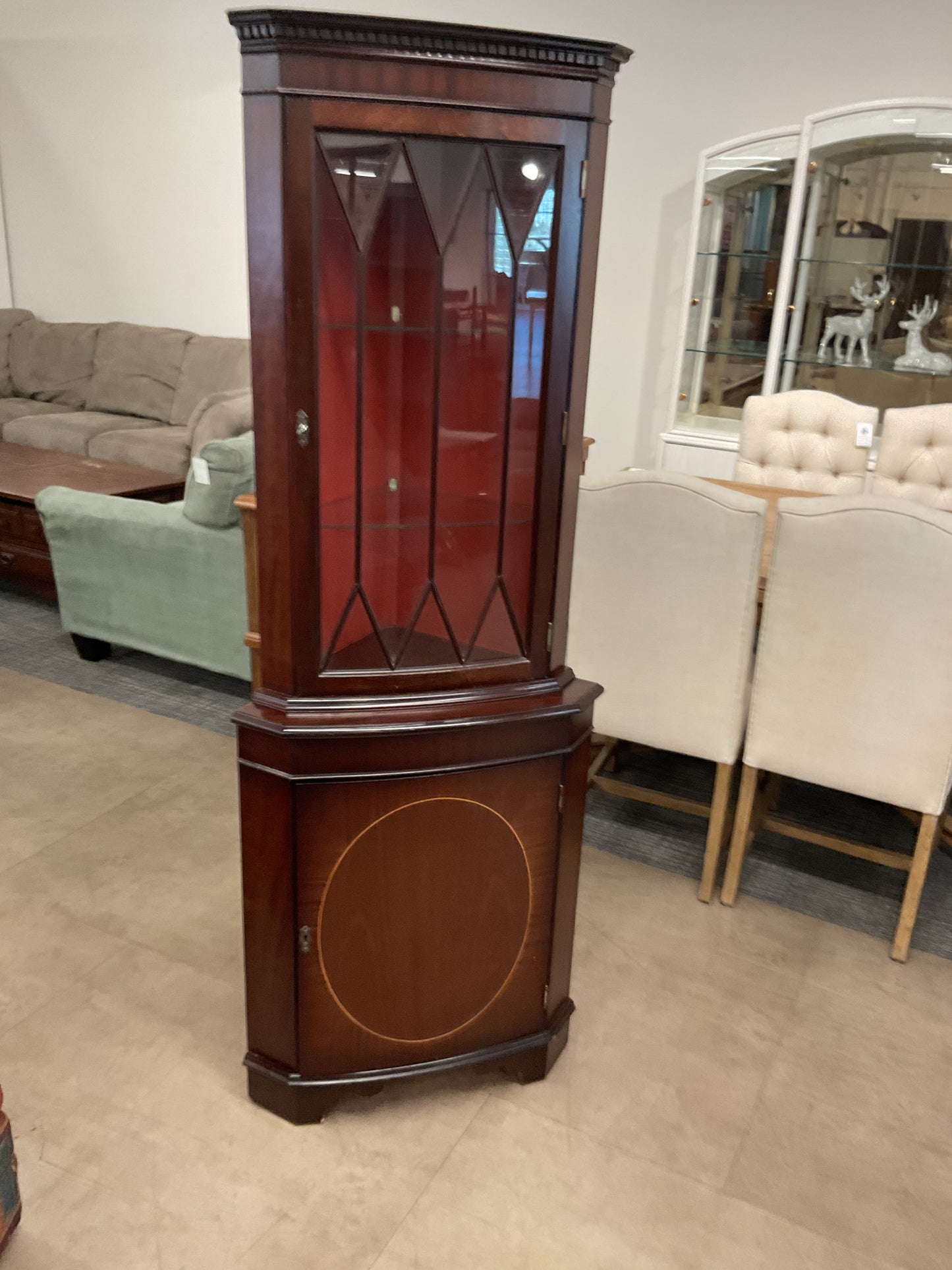Elegant Dark Wood Corner Cabinet