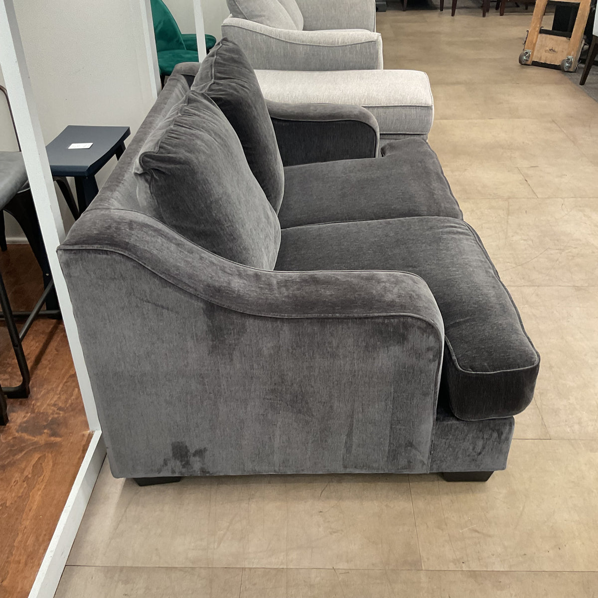 Grey Velvet Loveseat