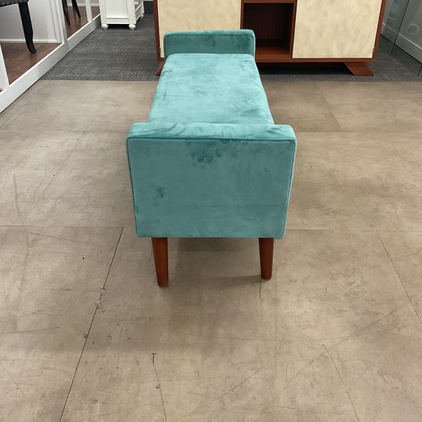 Aqua Velvet Storage Bench