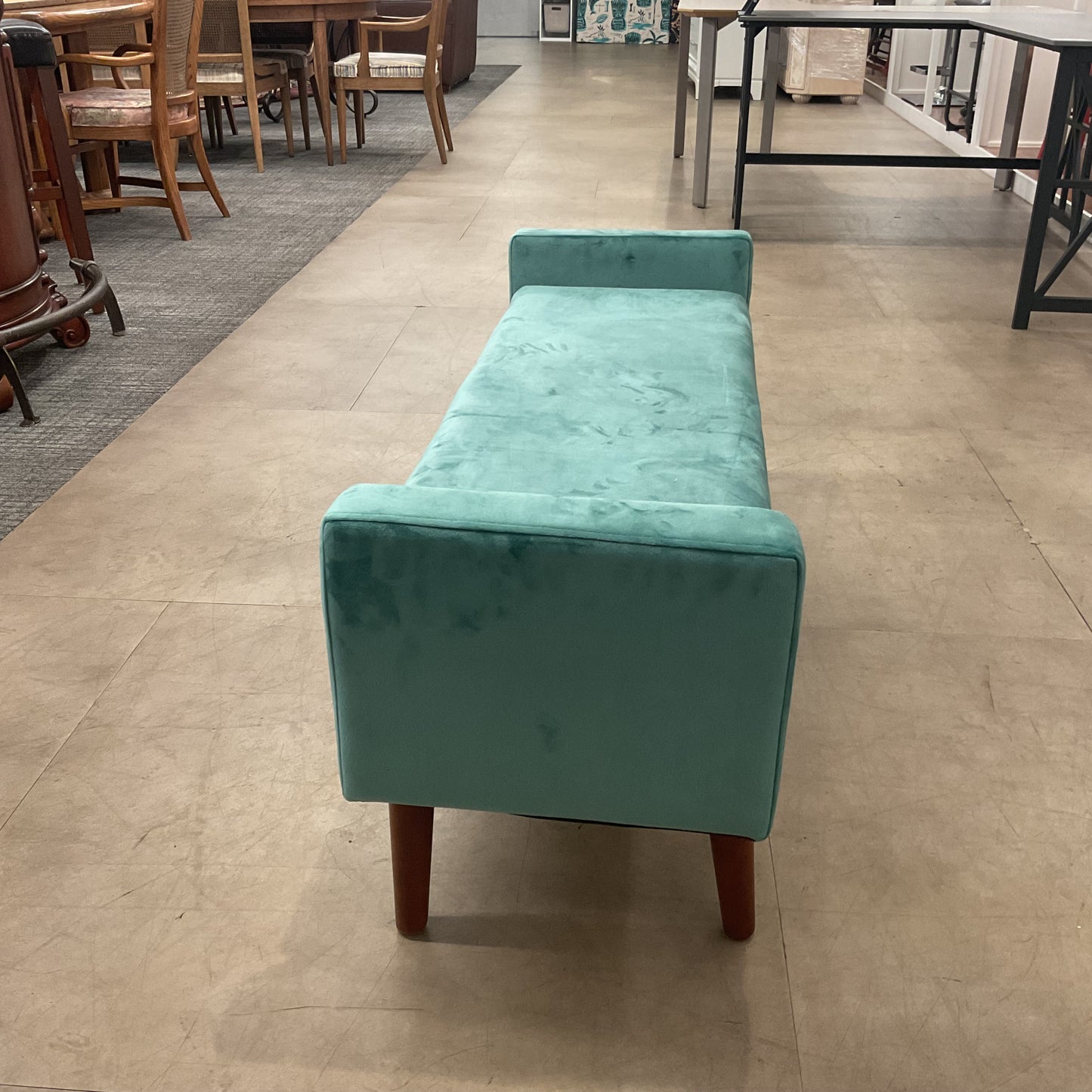 Aqua Velvet Storage Bench