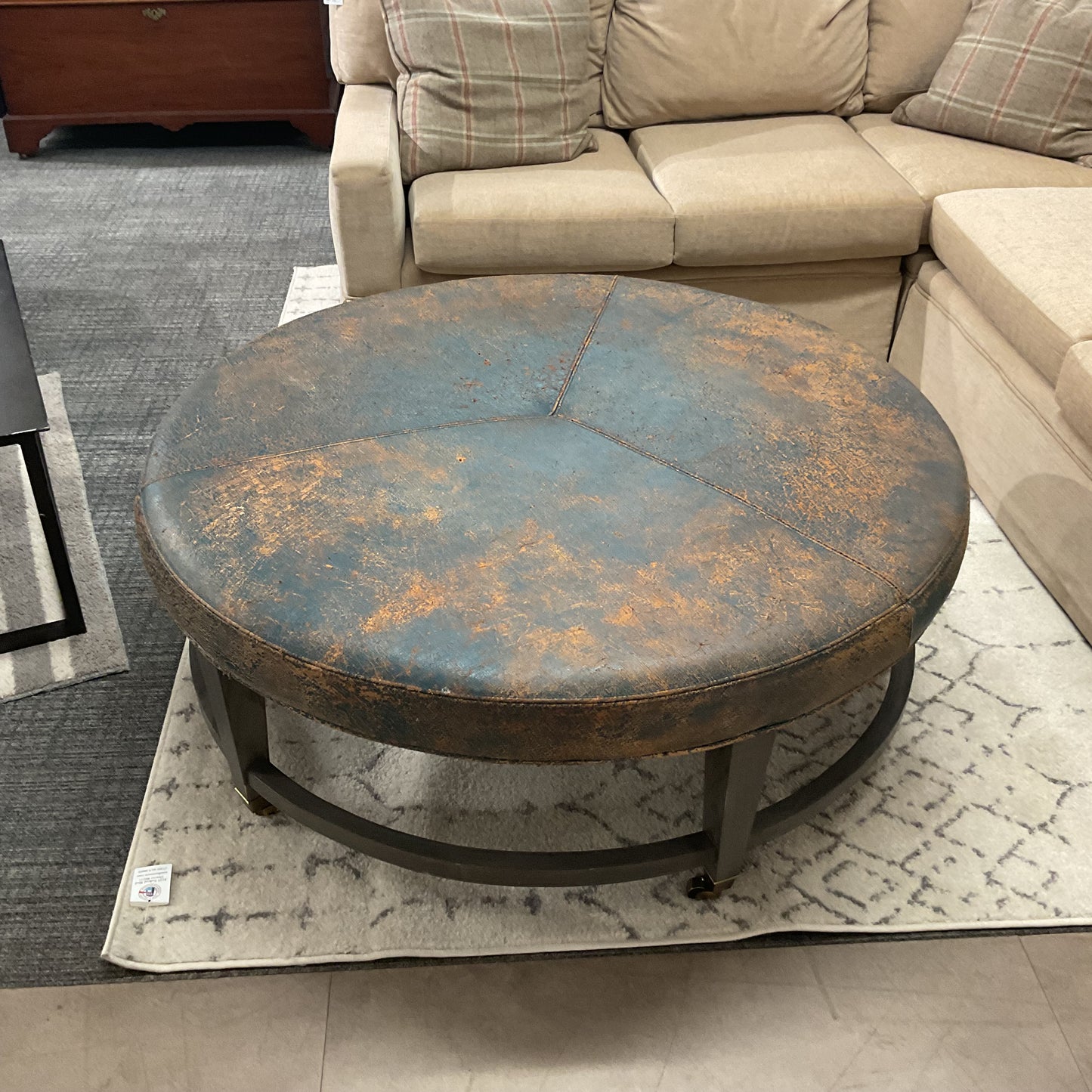 Round Leather Table Ottoman