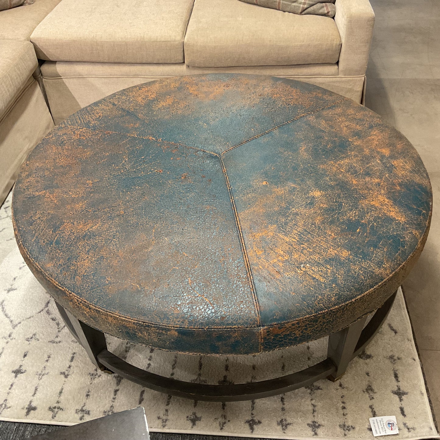 Round Leather Table Ottoman