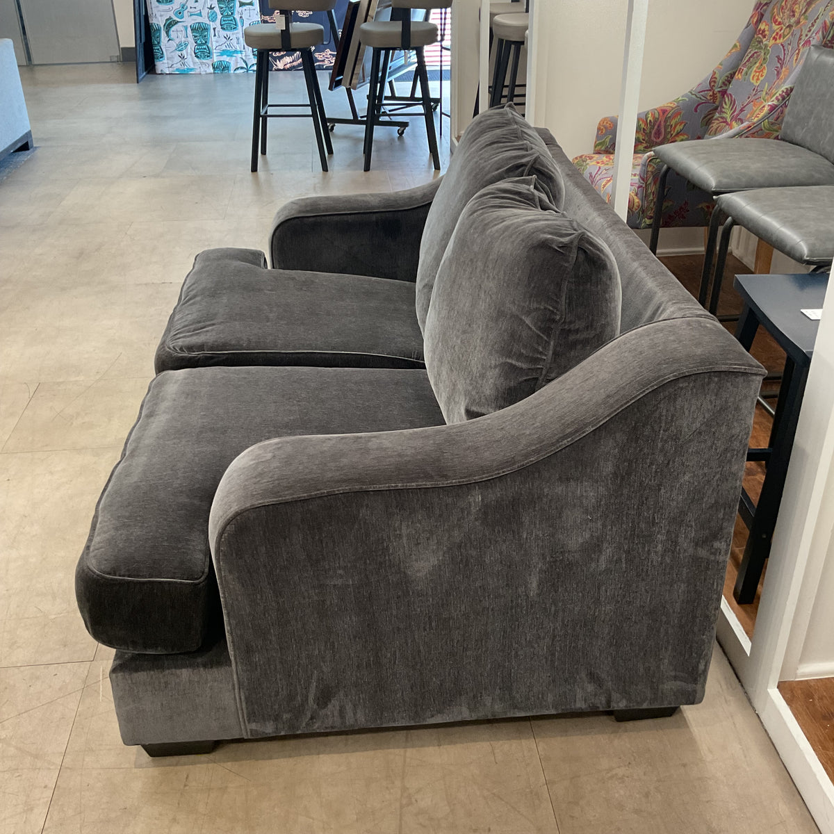 Grey Velvet Loveseat