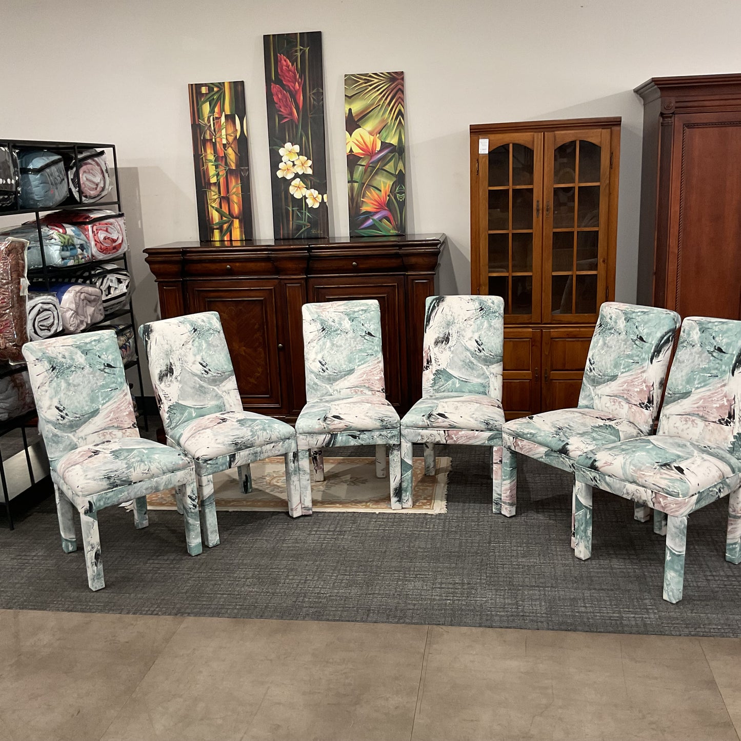Abstract Canvas Dining Chair Set