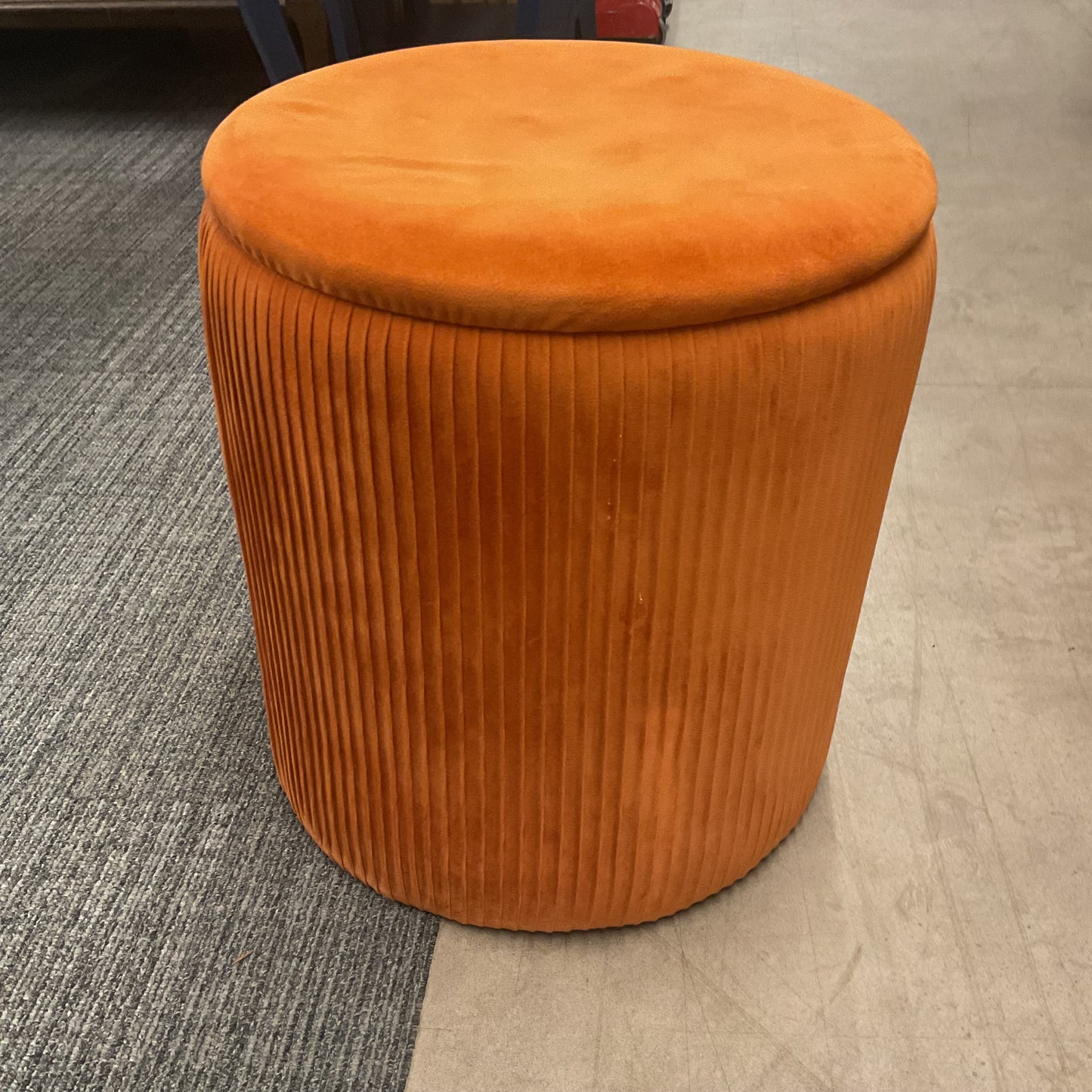 Orange Velvet Footstool