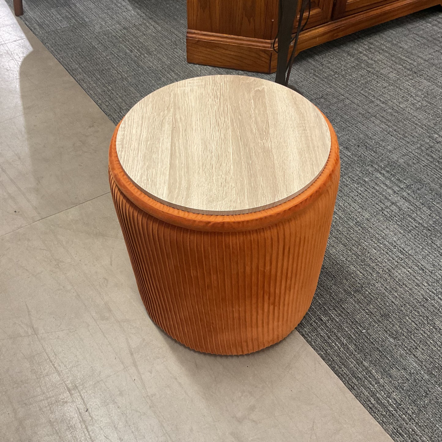 Orange Velvet Footstool