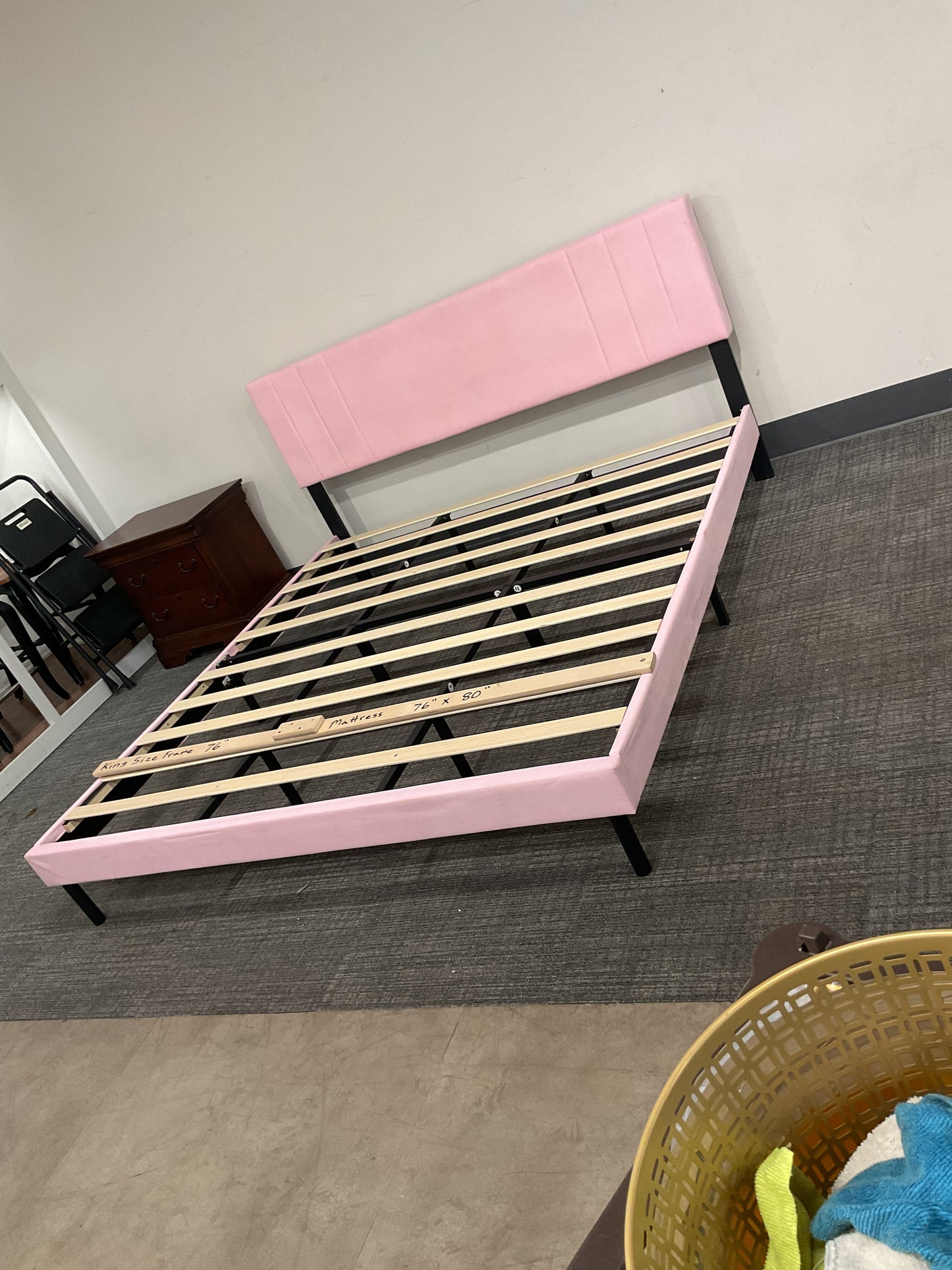Pretty pink lady king bed frame (B009)