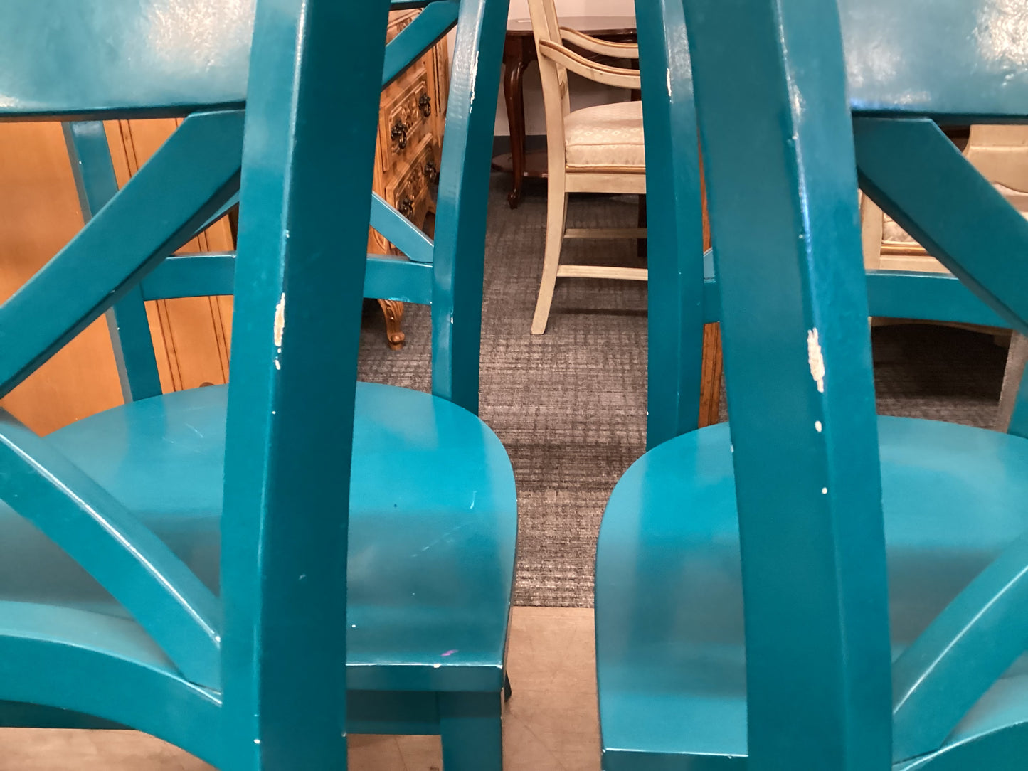6 Teal X Chairs