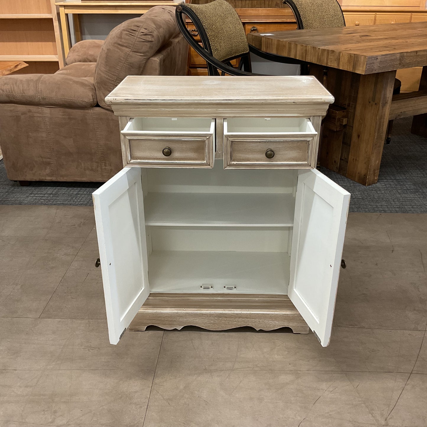 White Stone Wood Cabinet