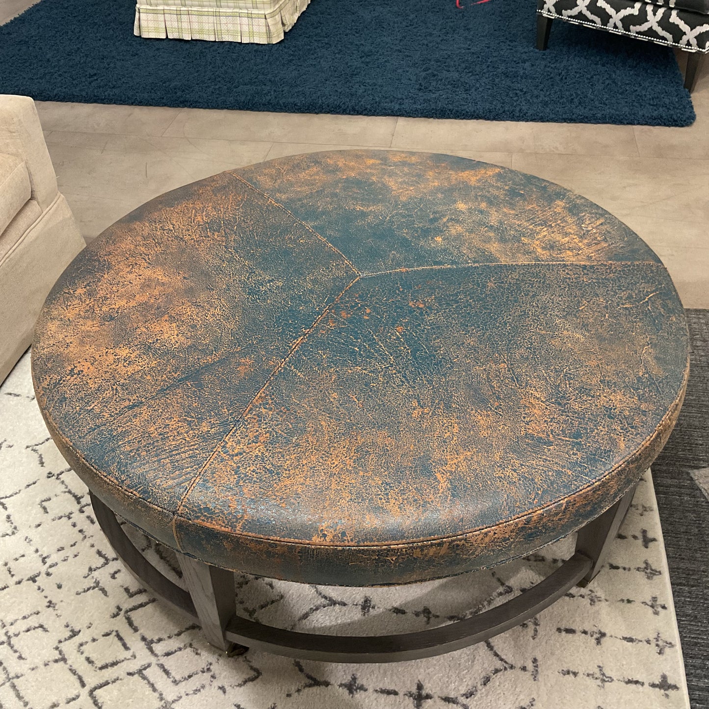 Round Leather Table Ottoman
