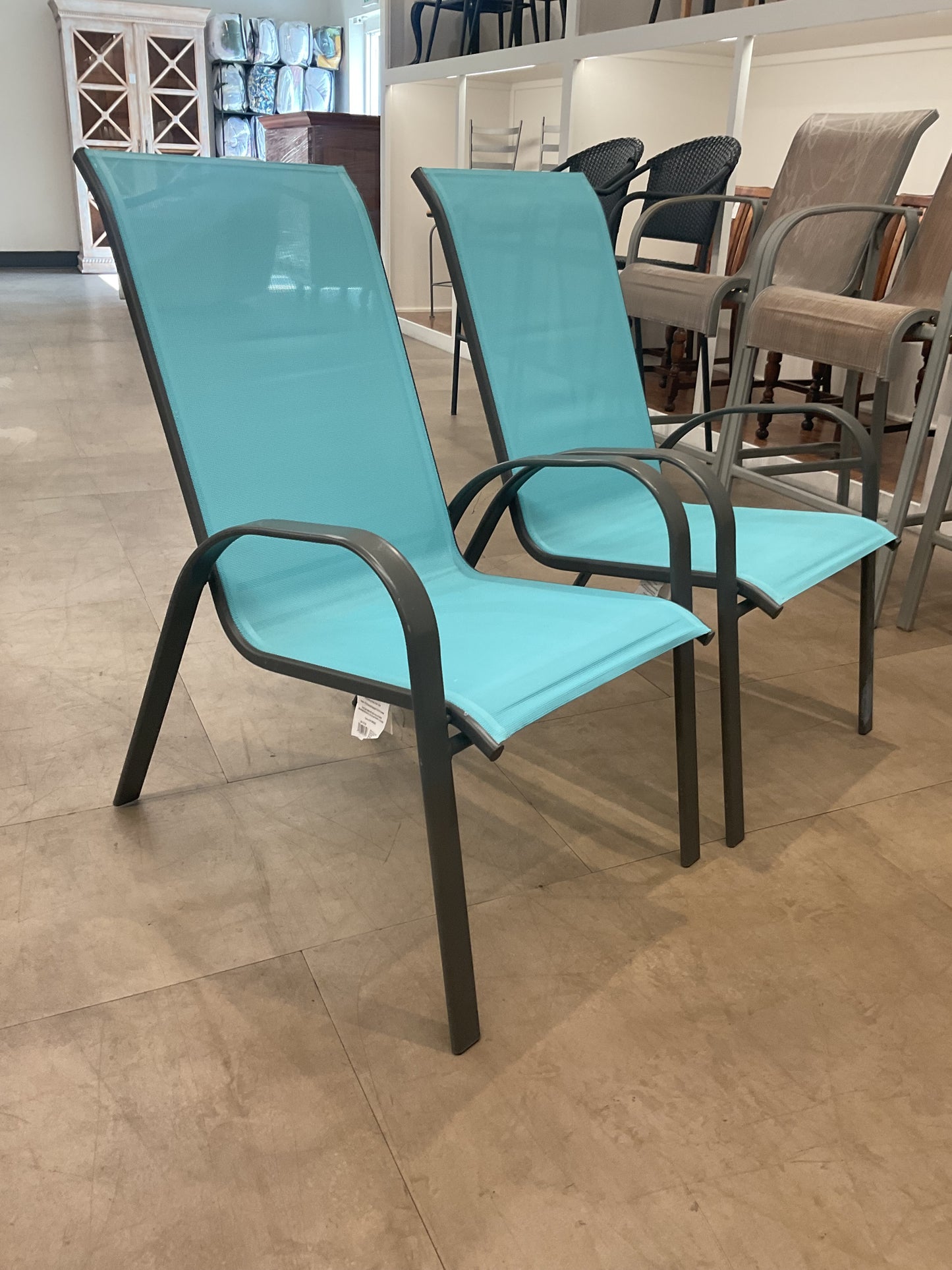 Aqua like the band patio chairs