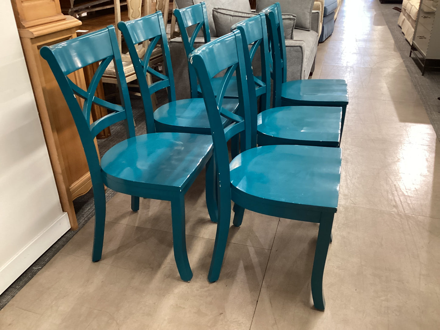 6 Teal X Chairs