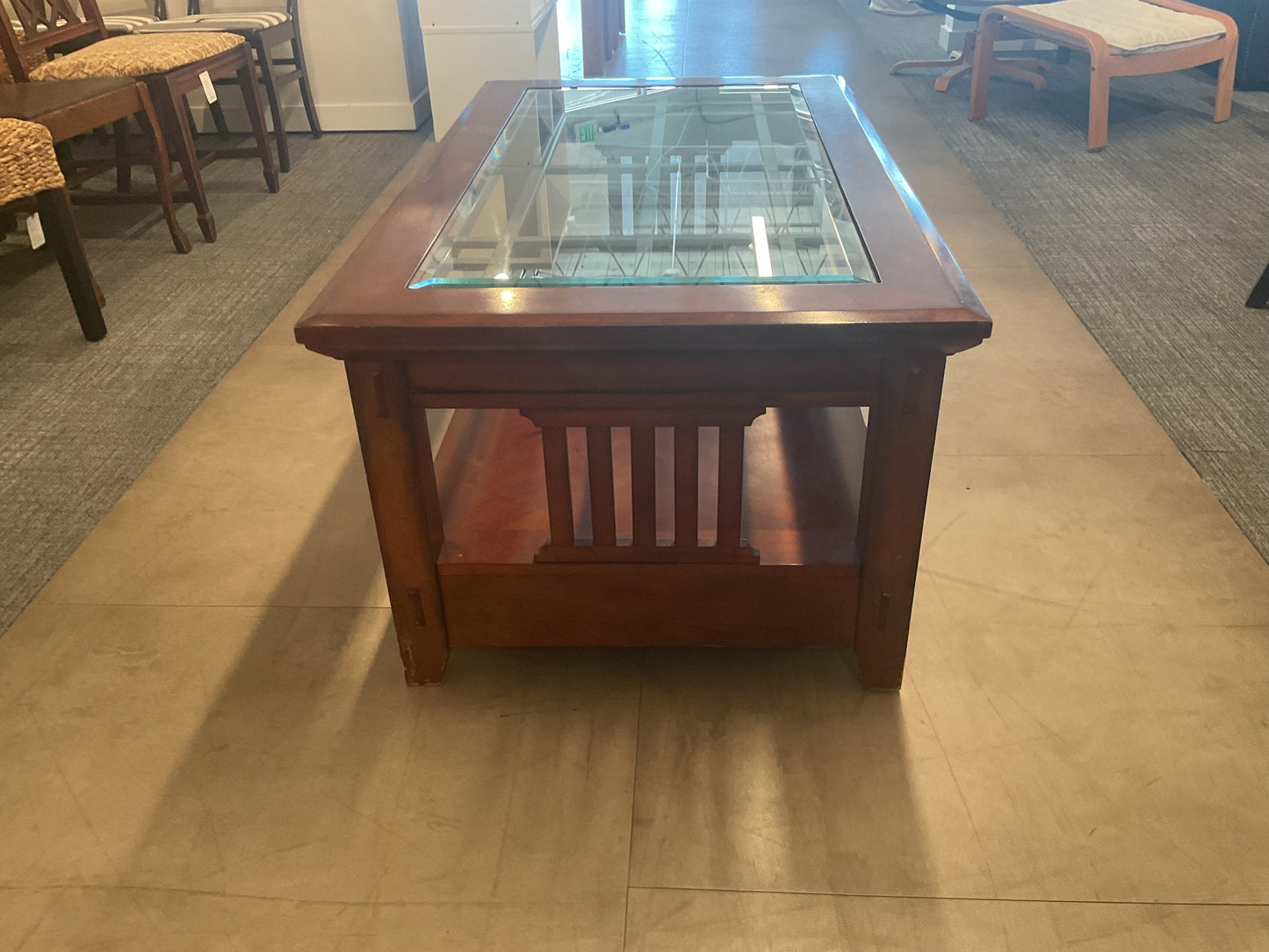 Glass Top Coffee Table W/Slide Thru Drawers