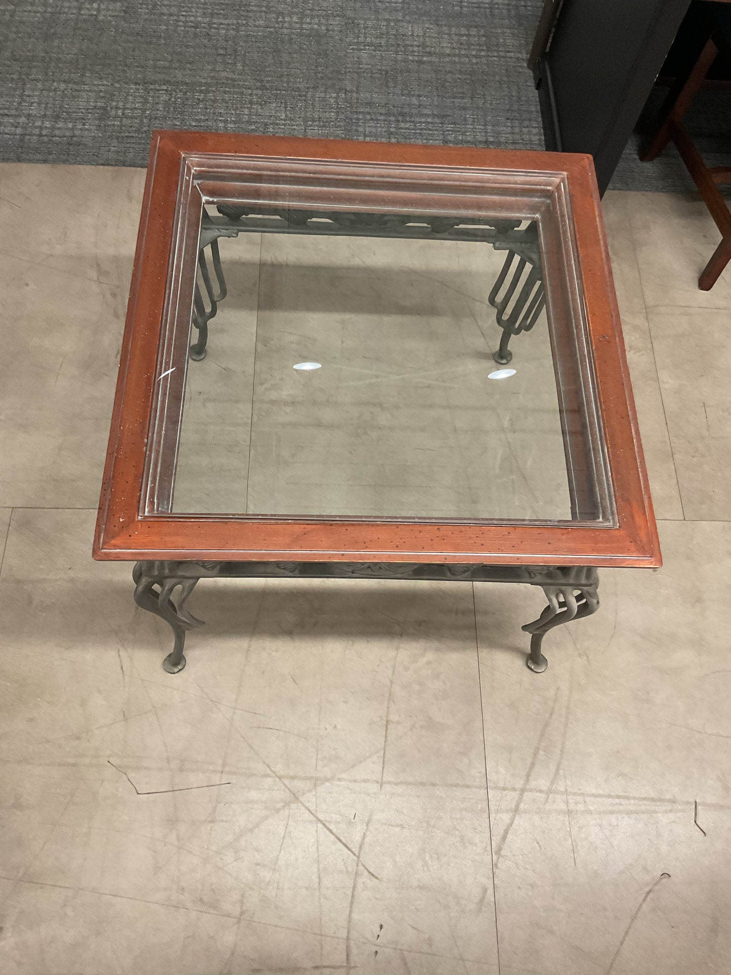 Cast Metal And Wood End Table **wh