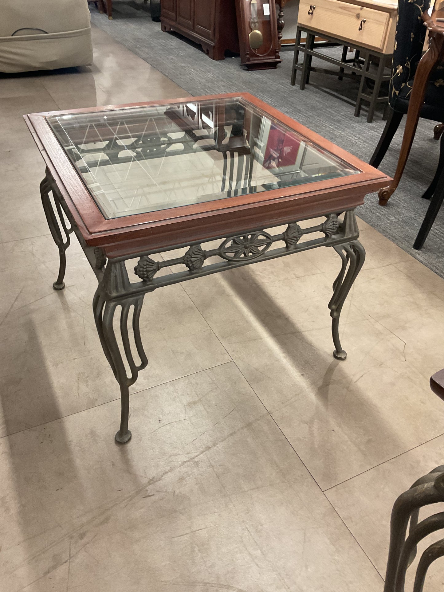 Cast Metal And Wood End Table **wh