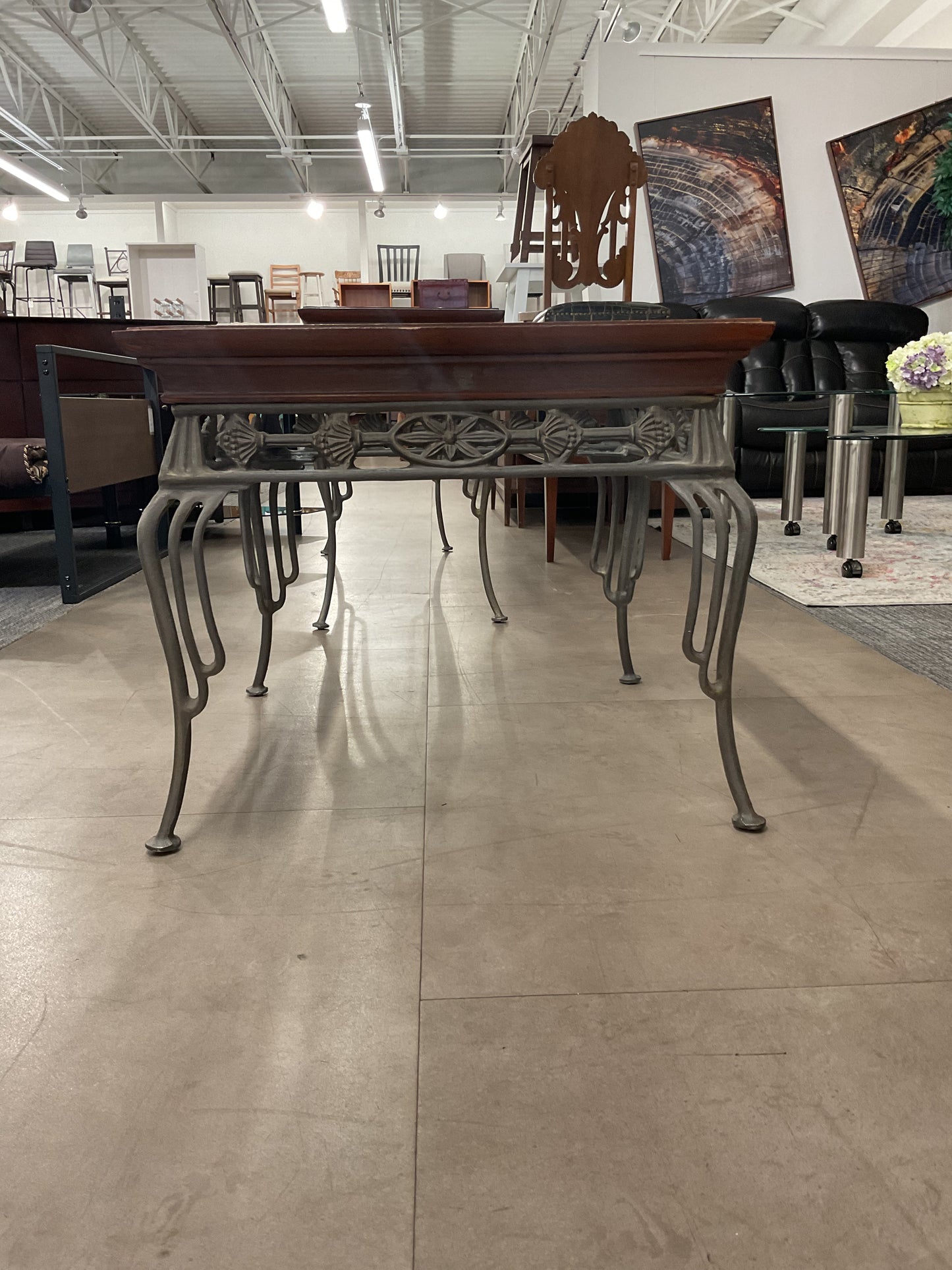 Cast Metal And Wood End Table **wh