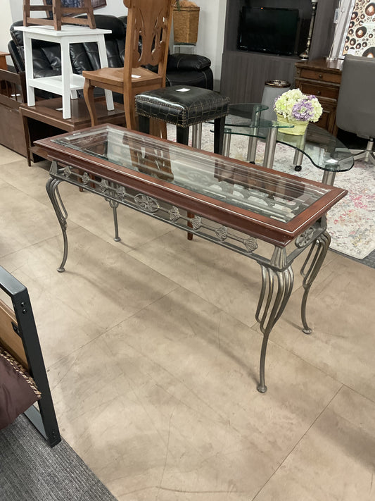 Cast Metal And Wood Side Table