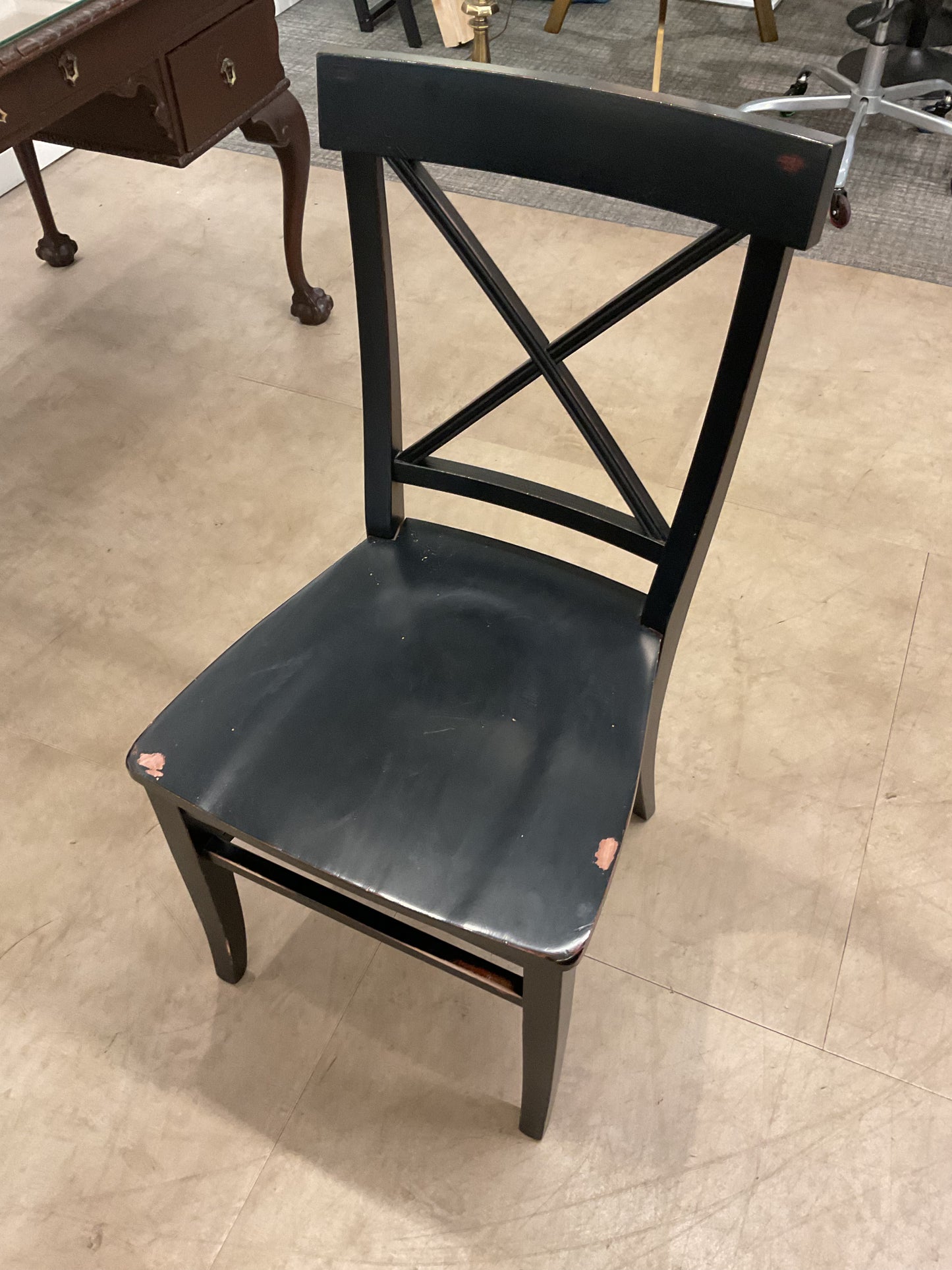 Black Distressed Dining Table W/6 Chairs