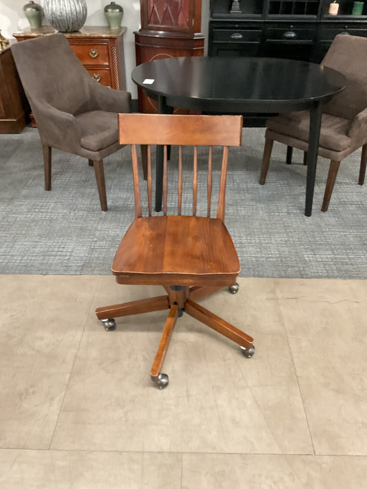 Wood Swivel Desk Chair W/Casters