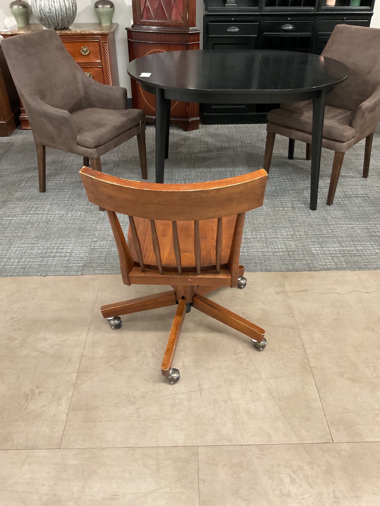 Wood Swivel Desk Chair W/Casters