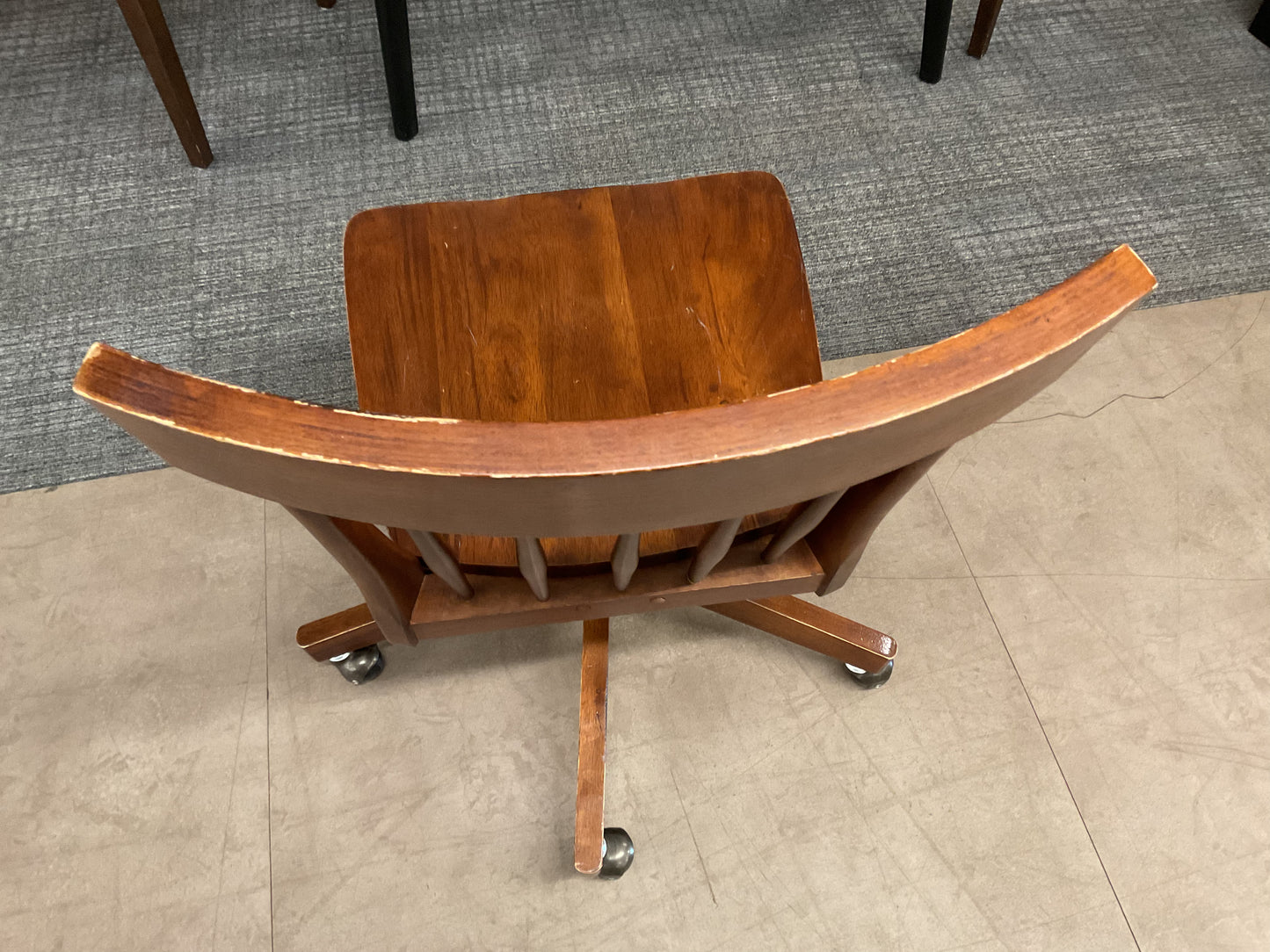 Wood Swivel Desk Chair W/Casters