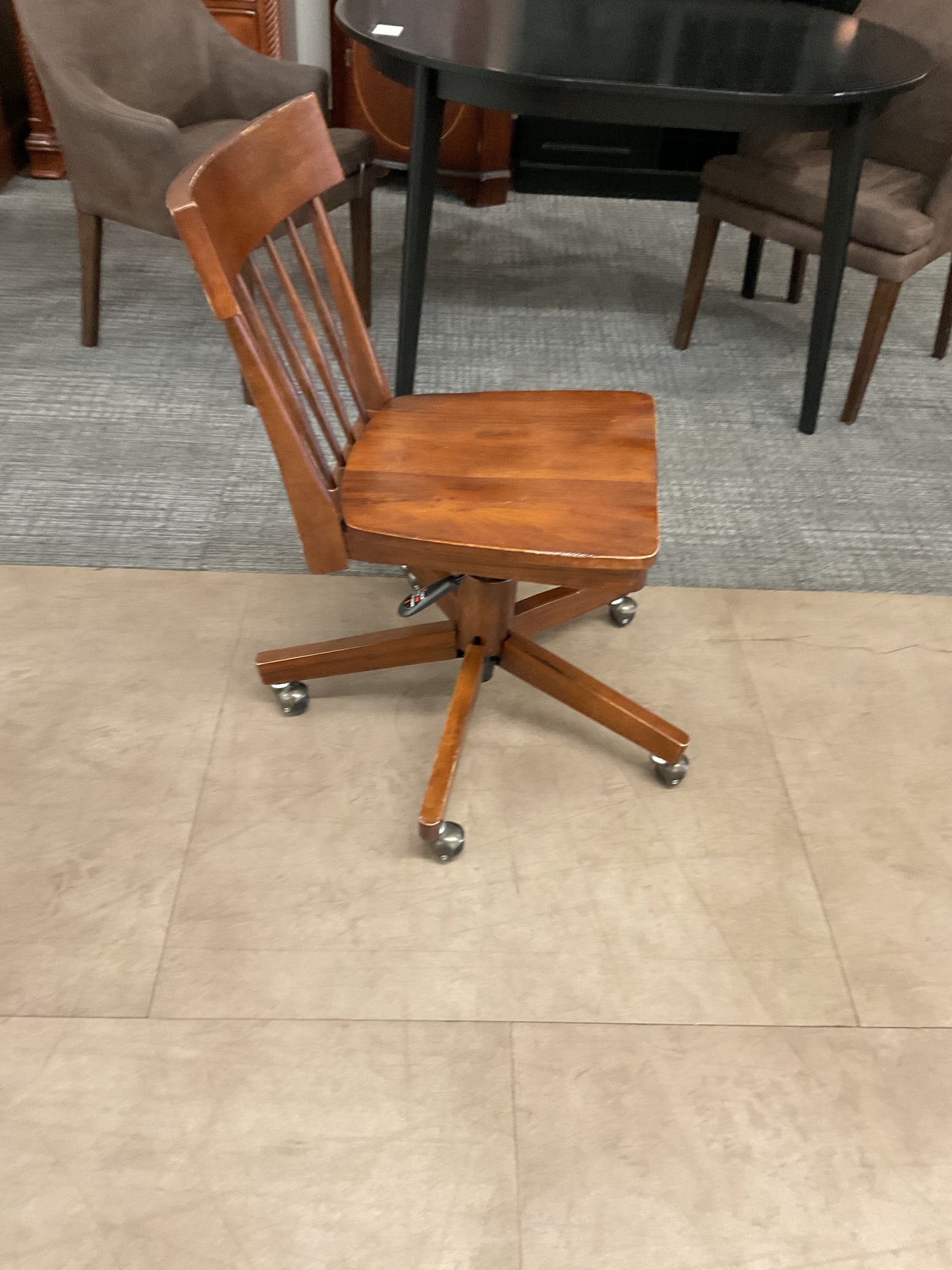 Wood Swivel Desk Chair W/Casters