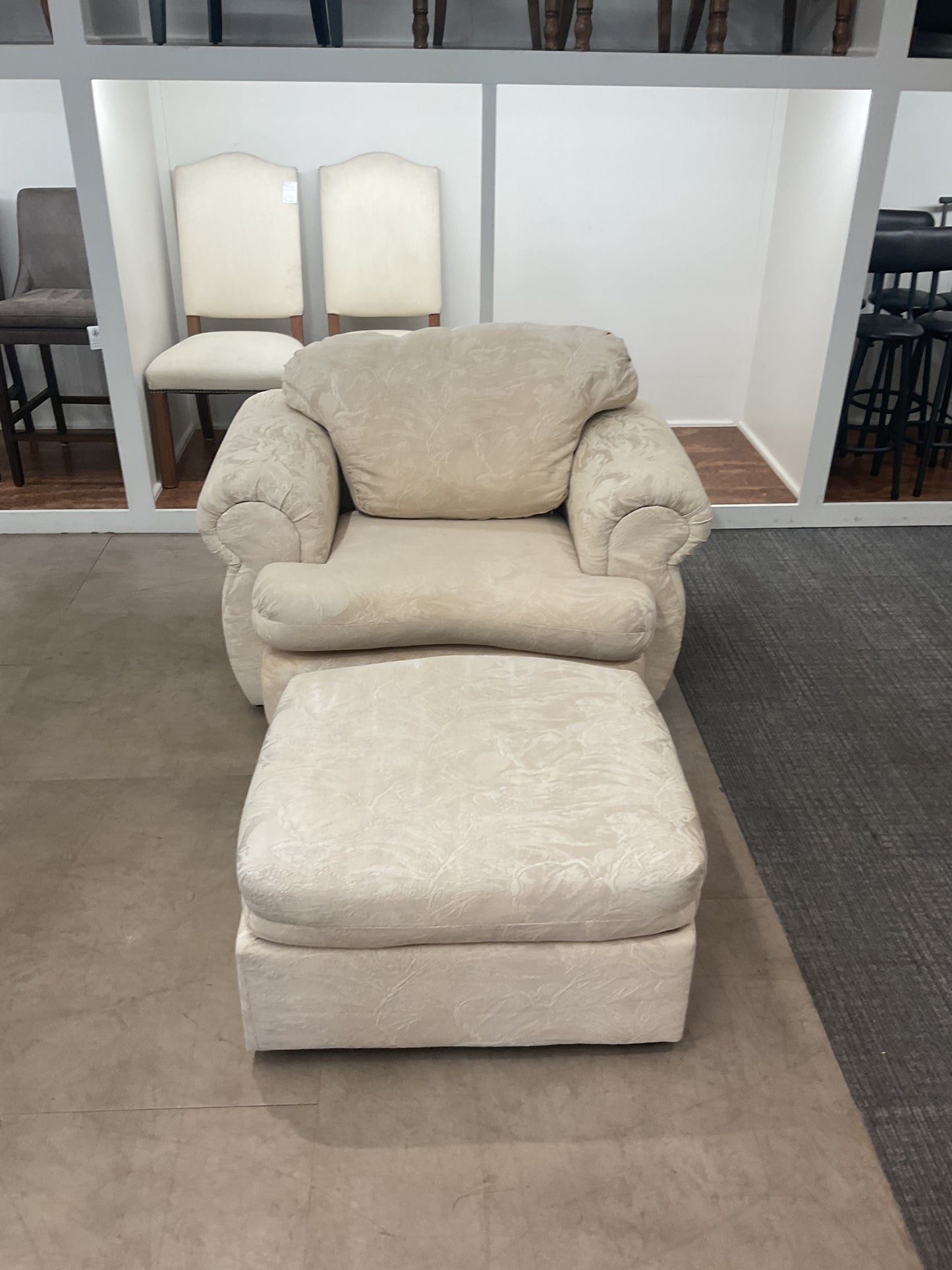 Cream Armchair Ottoman Set
